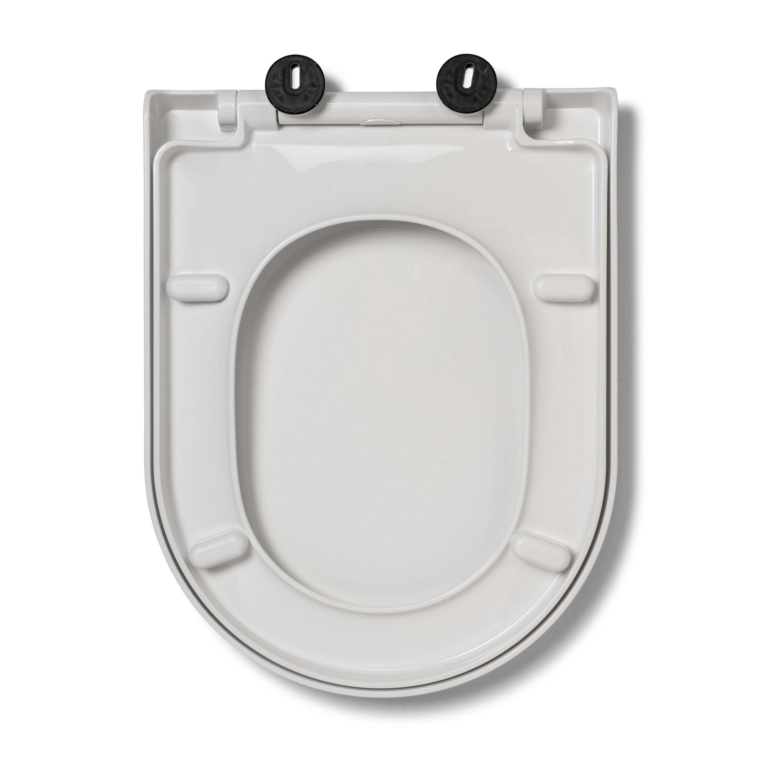 White - Croydex - Baveno D-Shape Soft Close Toilet Seat Recycled Material - 4