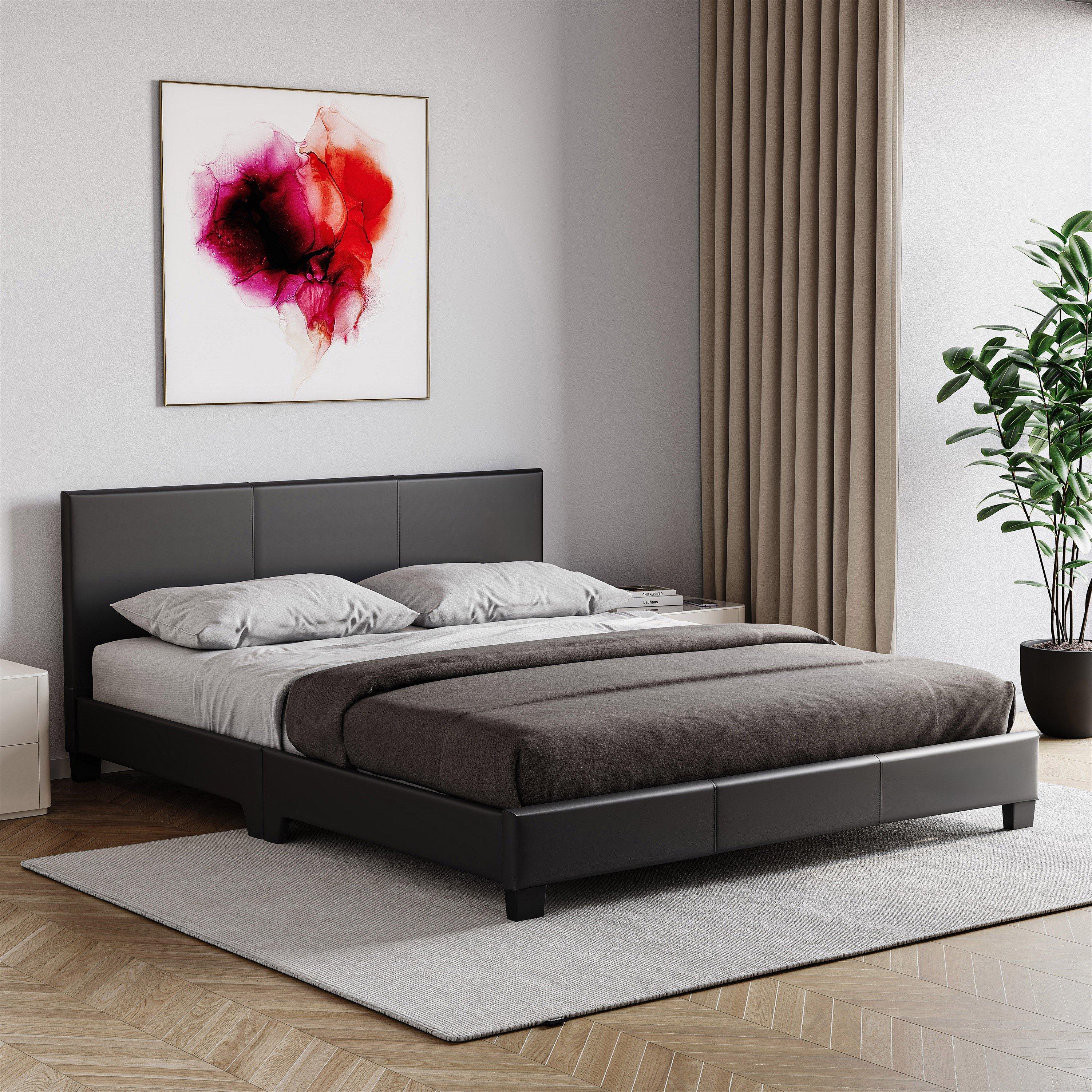 Lisbon King Size Faux Leather Bed With Mattress