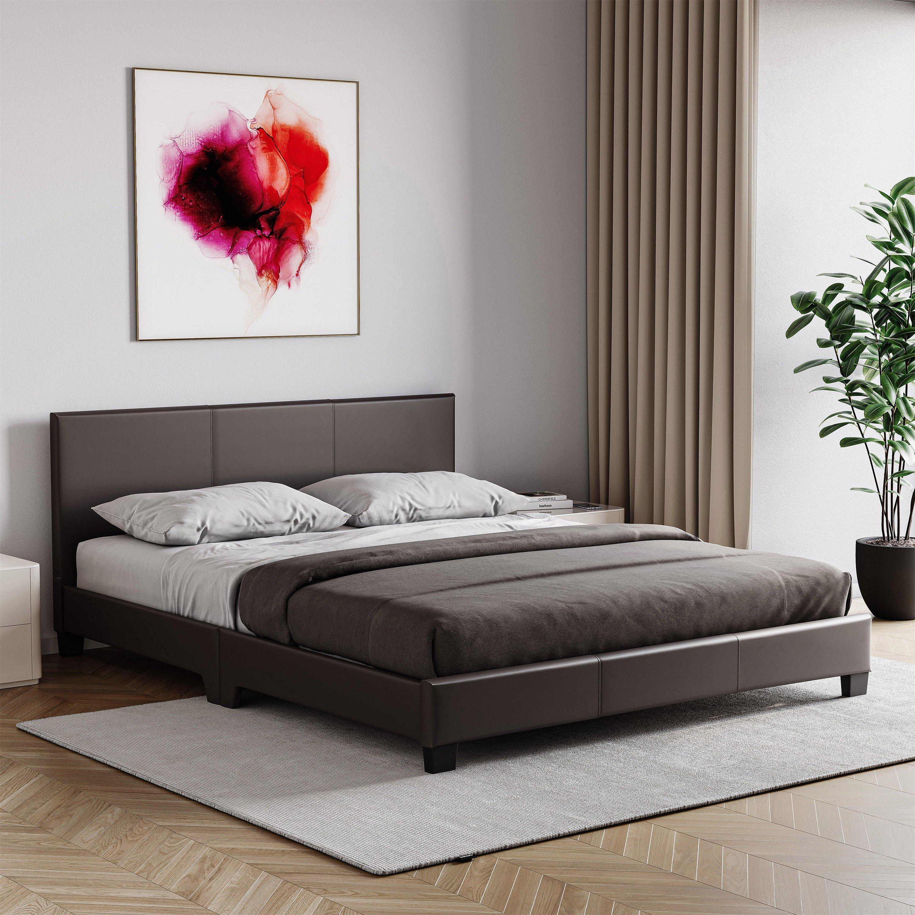 Lisbon King Size Faux Leather Bed With Mattress