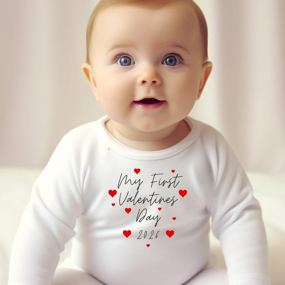 White - Aye Do Gifts - My First Valentines 2026 Baby Grow - Sleepsuit - 1