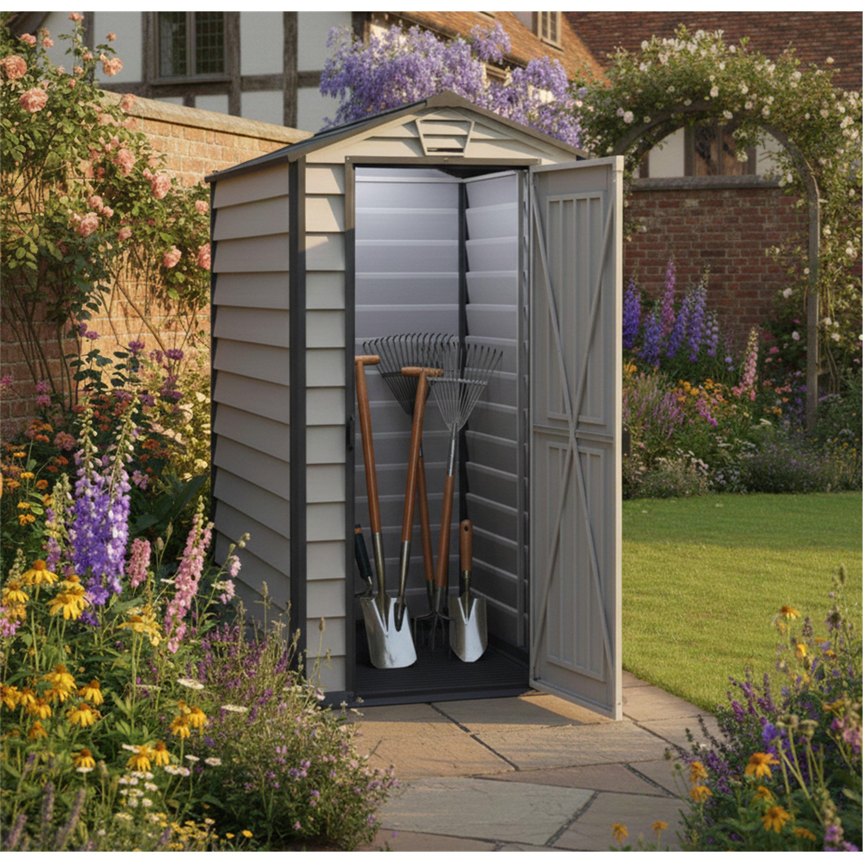 Store More  Saffron Apex Plus Vinyl Shed - Light Grey - 4x6ft