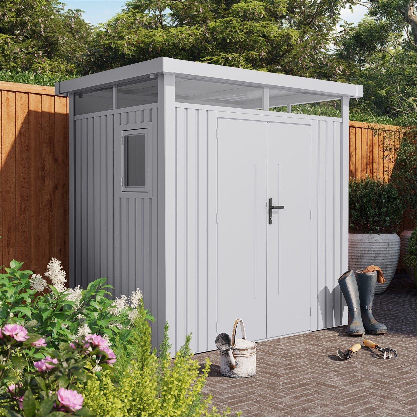 Store More  Lotus Titan Pent Metal Shed - Black - 8x5ft