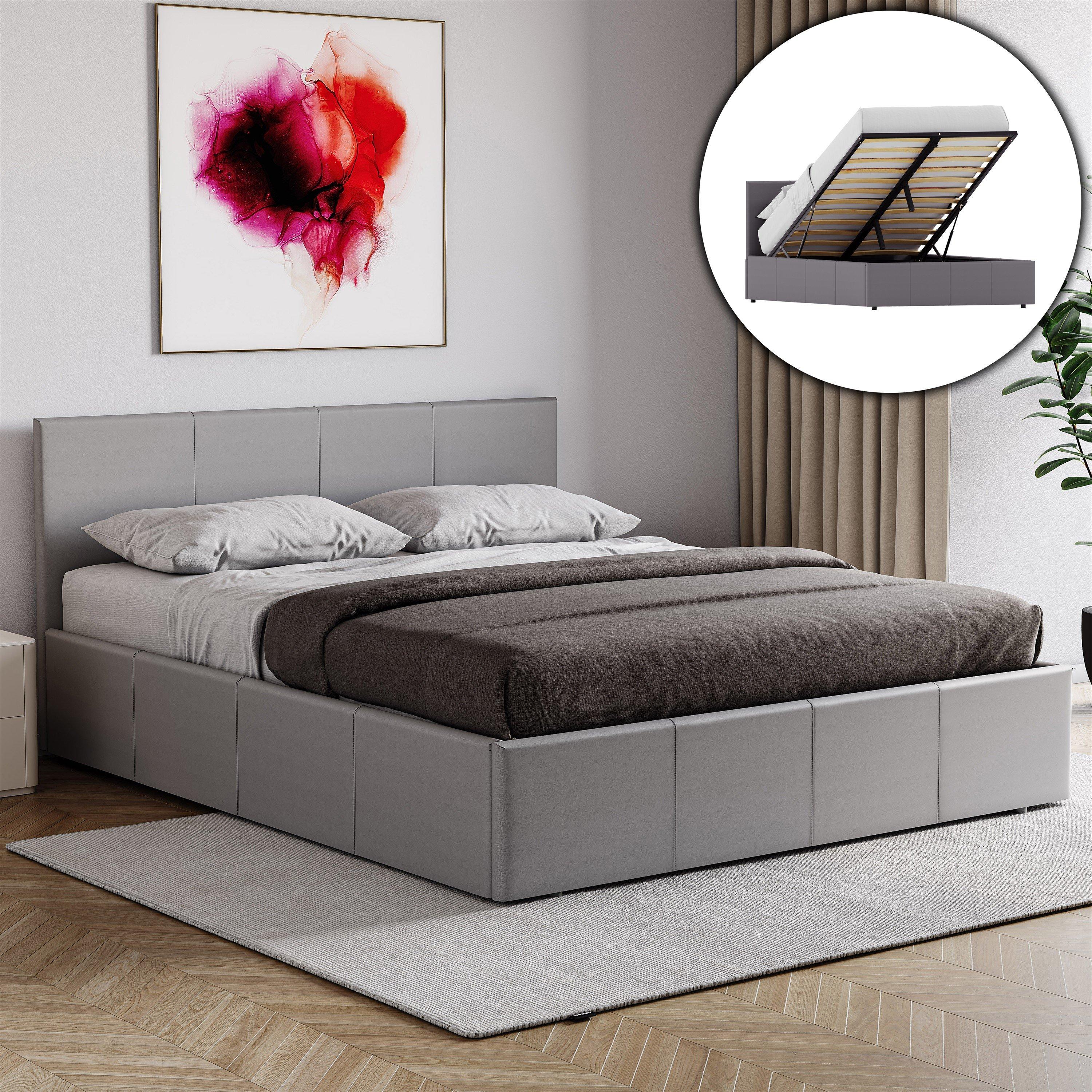 Lisbon Double Ottoman Faux Leather Bed & Mattress