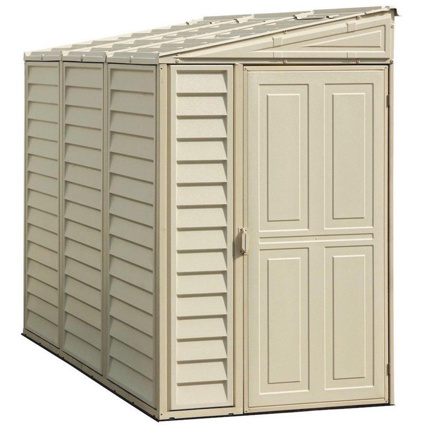 Store More  Saffron Lean-To Vinyl Garden Shed With Foundation - Cream - 4x8ft