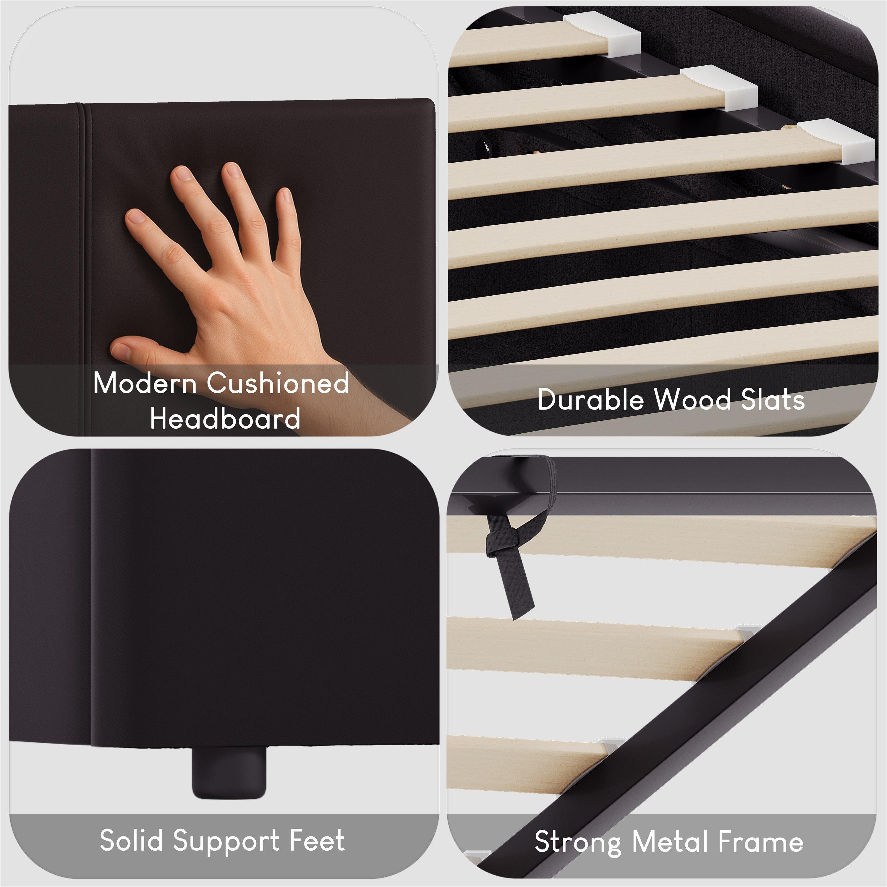 Brown - Lassic - Lisbon King Ottoman Faux Leather Bed & Mattress - 5