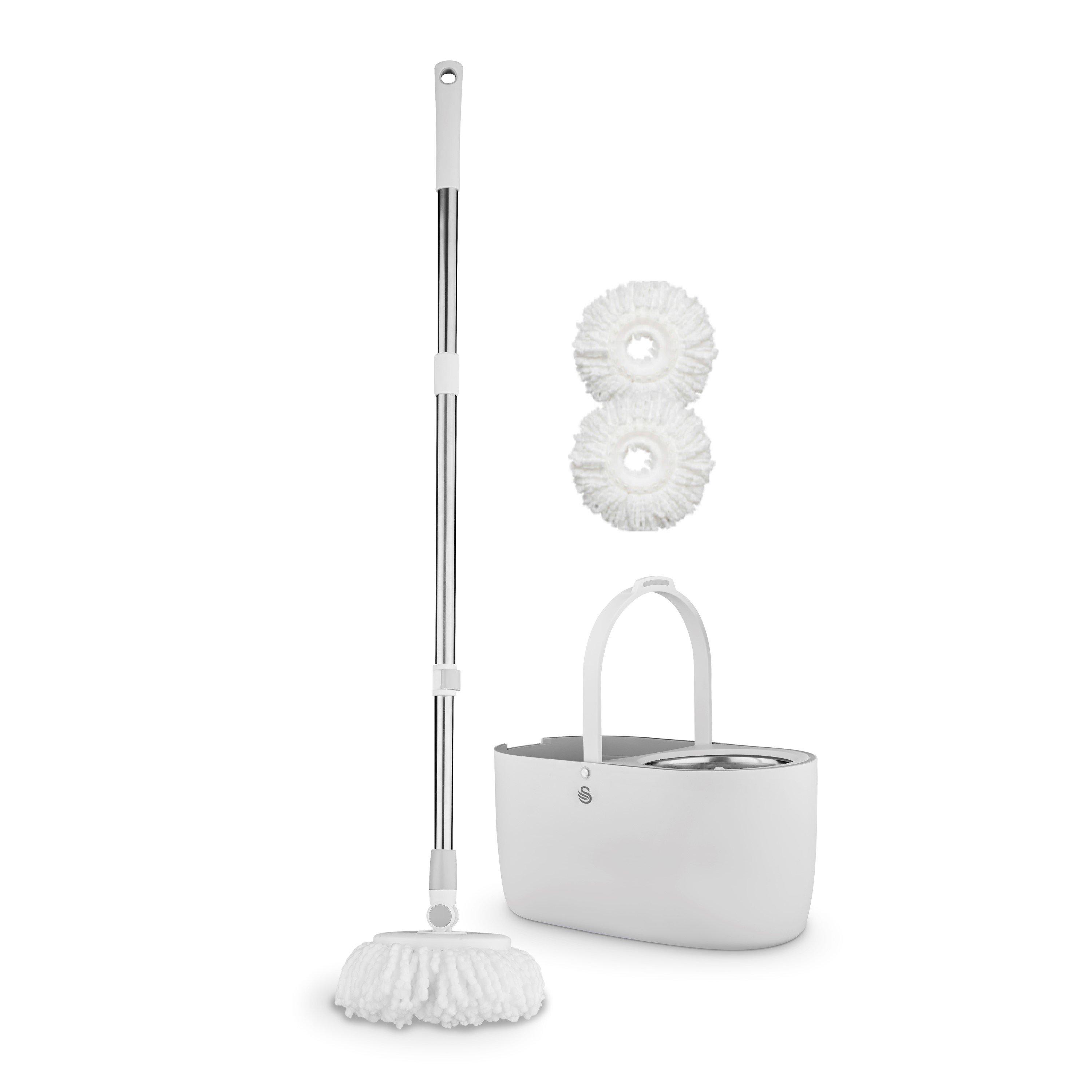 White - Swan - Spin Mop and Bucket Set with Stainless Steel Wring - 1