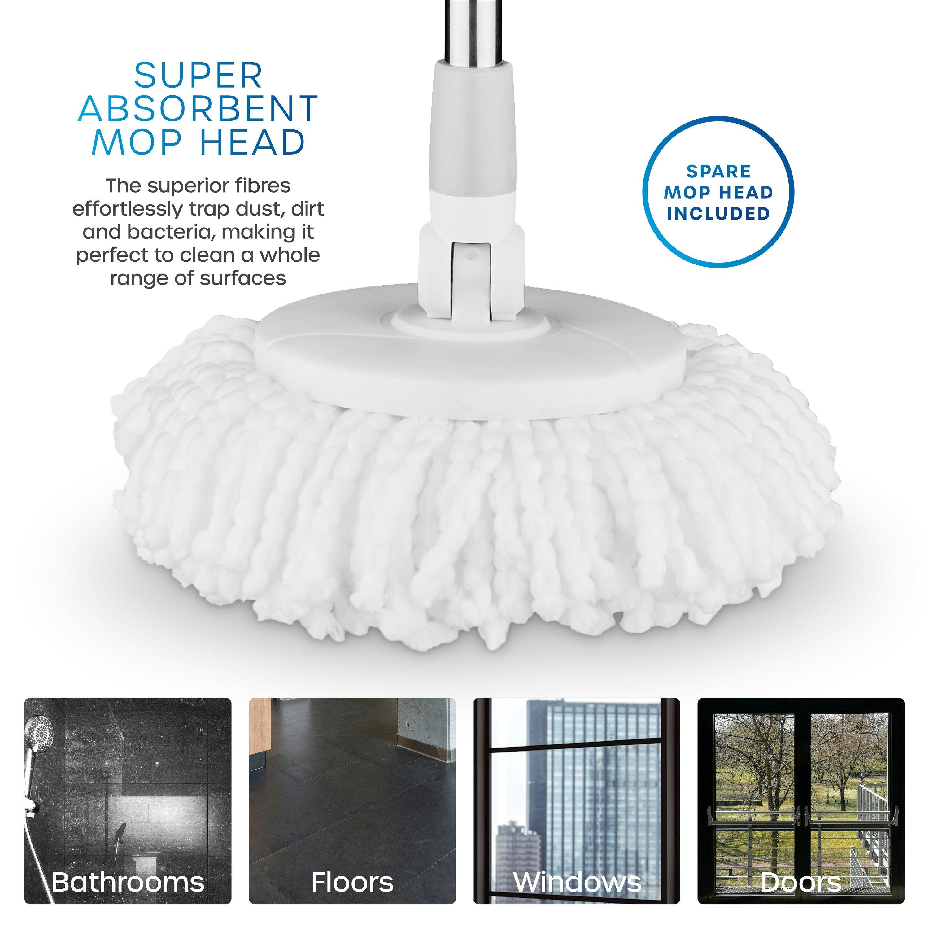 White - Swan - Spin Mop and Bucket Set with Stainless Steel Wring - 3