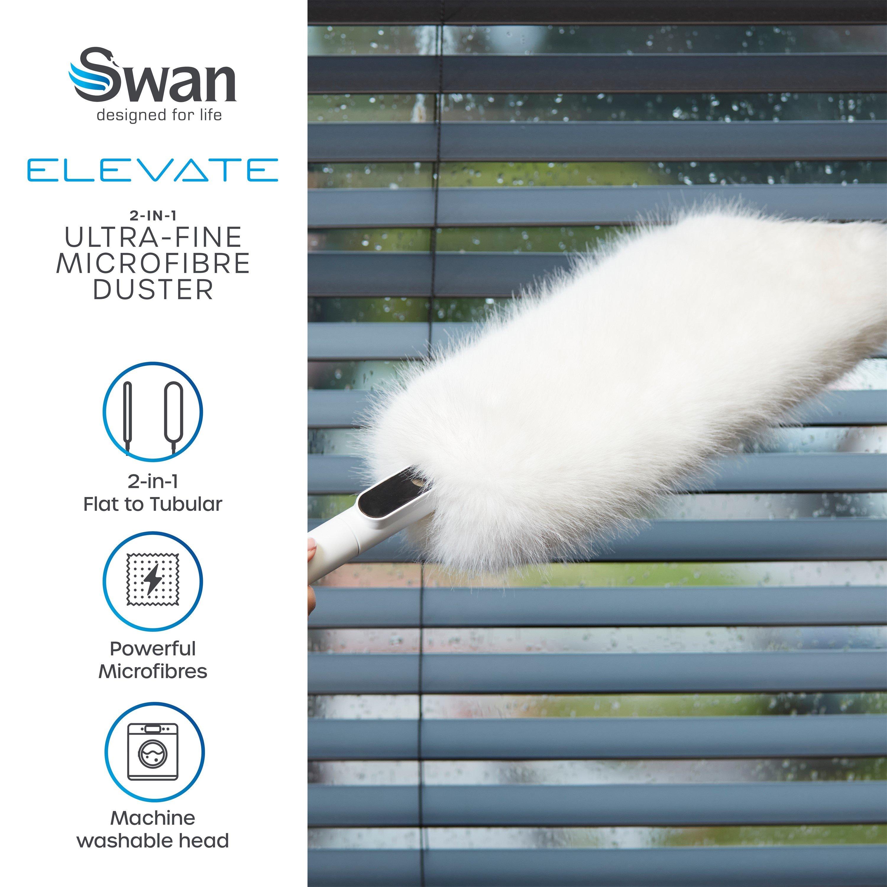 White - Swan - 2-in-1 Microfibre Duster - 2