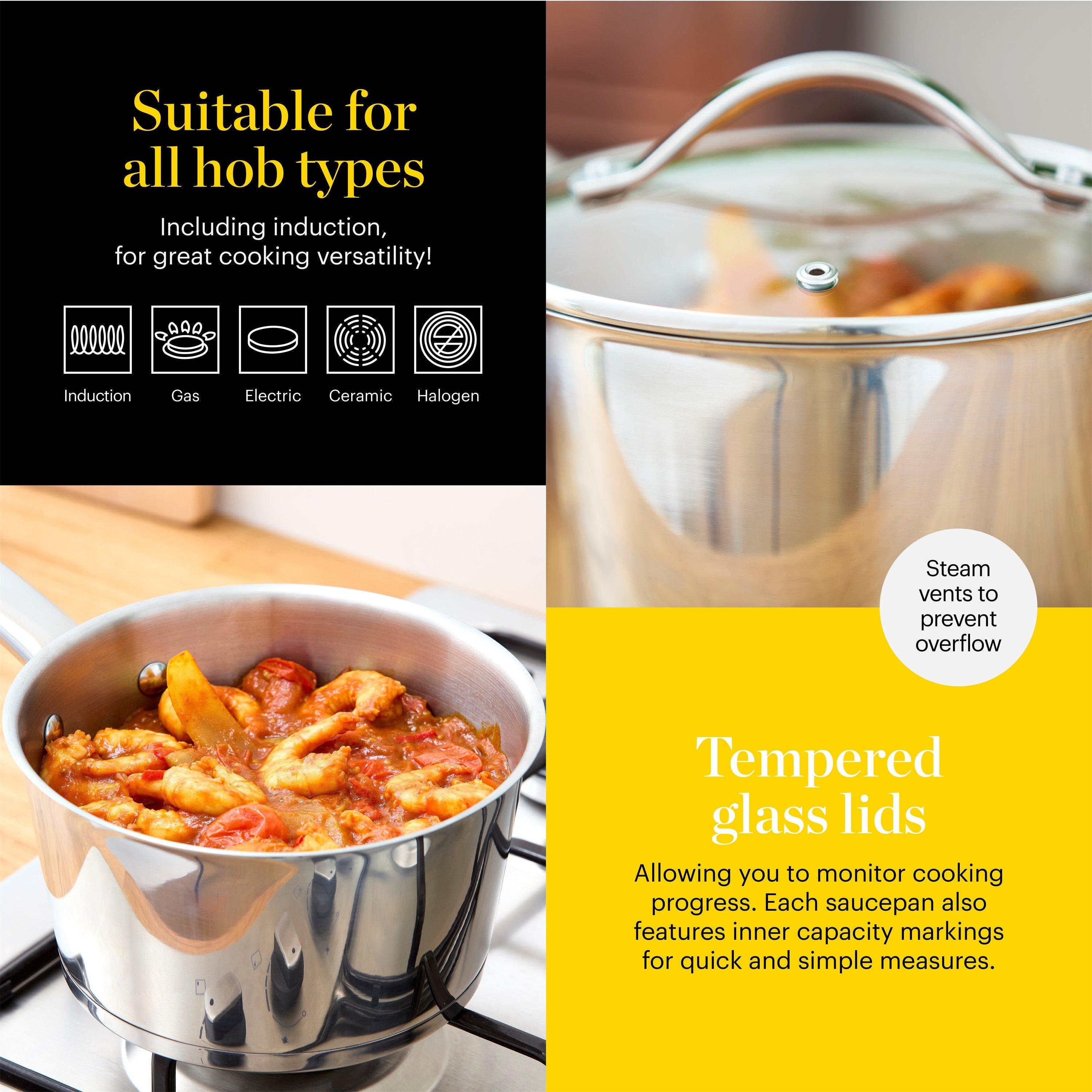 Stainless Steel - Good Food - Stainless Steel 3 Piece Saucepan Set - 4