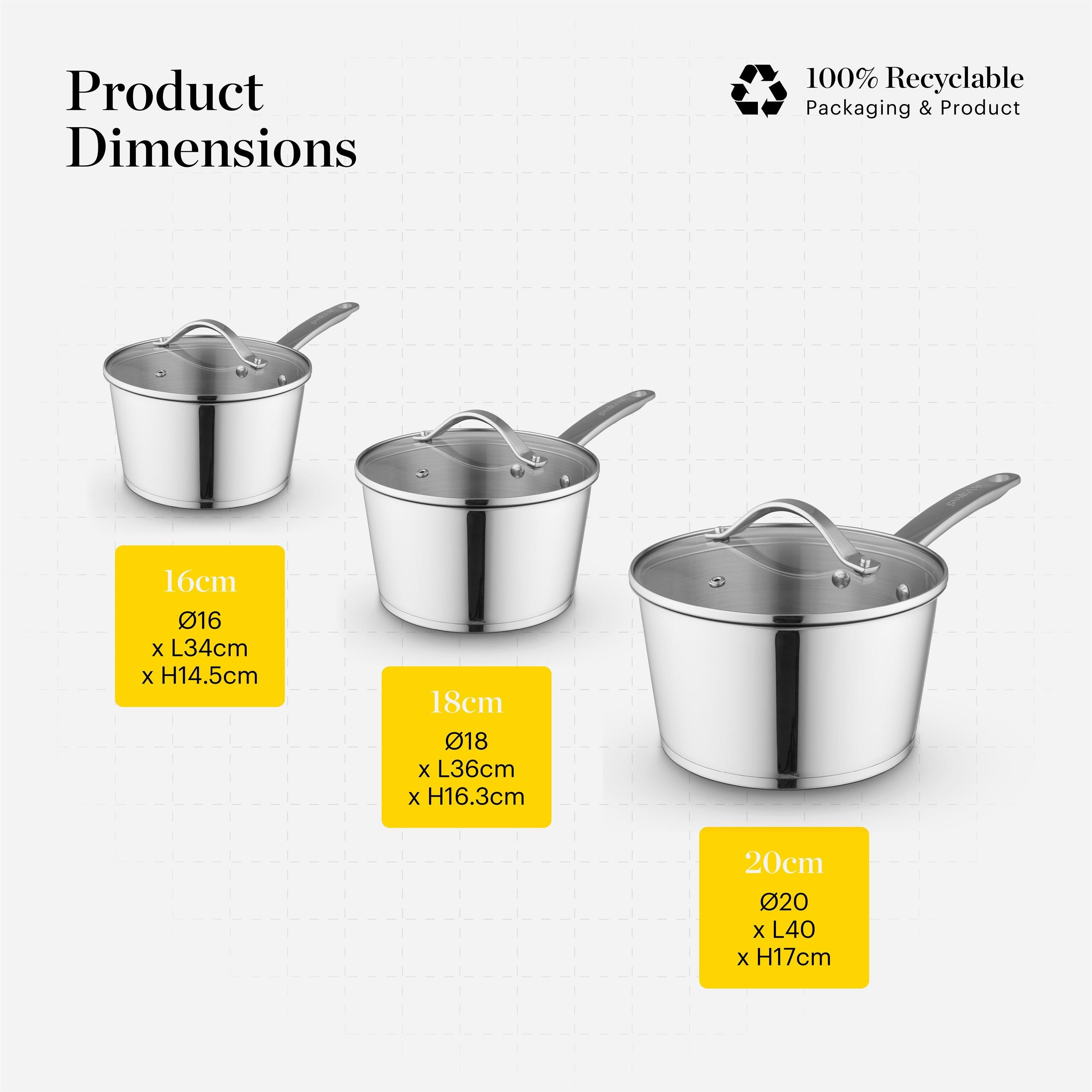 Stainless Steel - Good Food - Stainless Steel 3 Piece Saucepan Set - 6