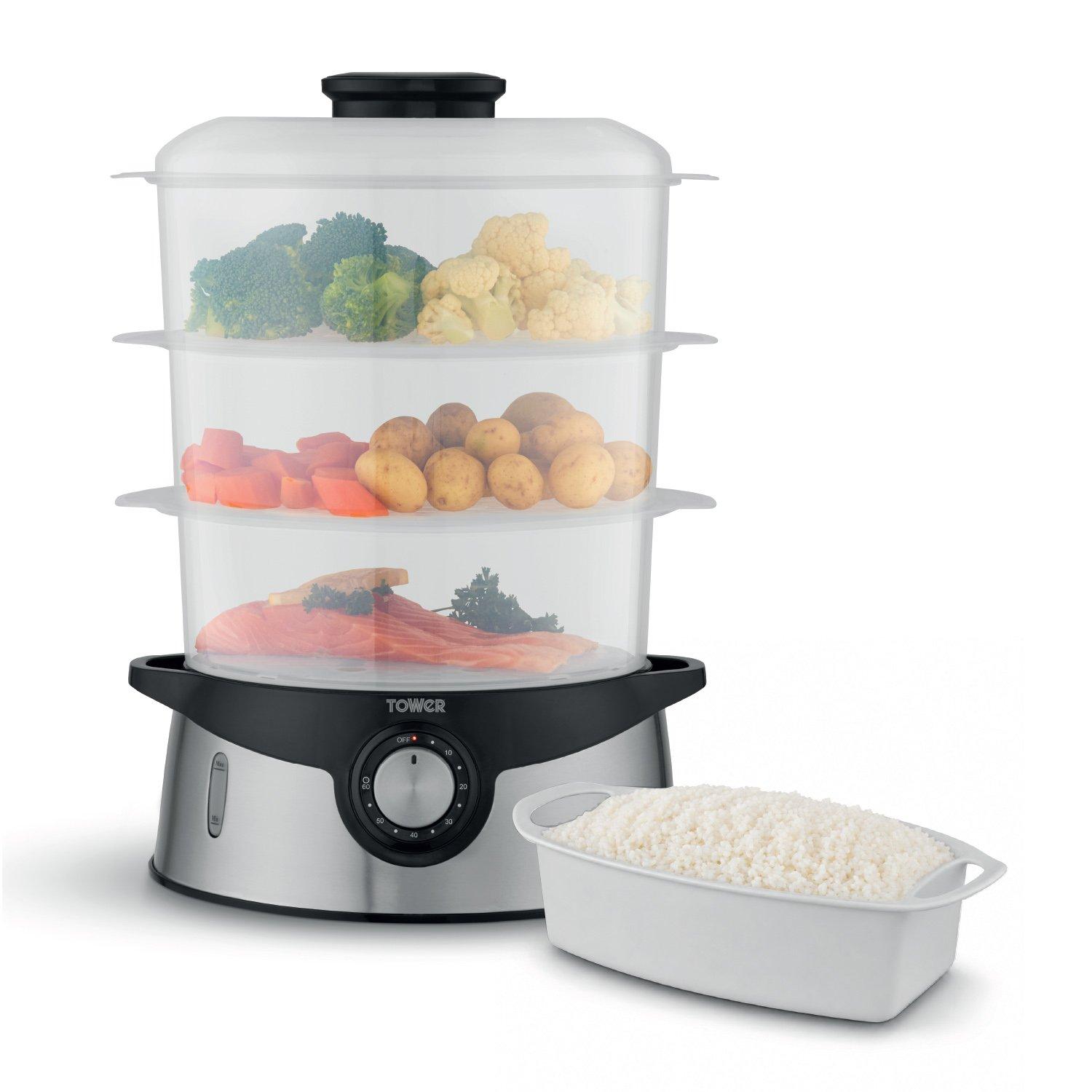 Tower 9L Three Tier Food Steamer in Silver - Image 5