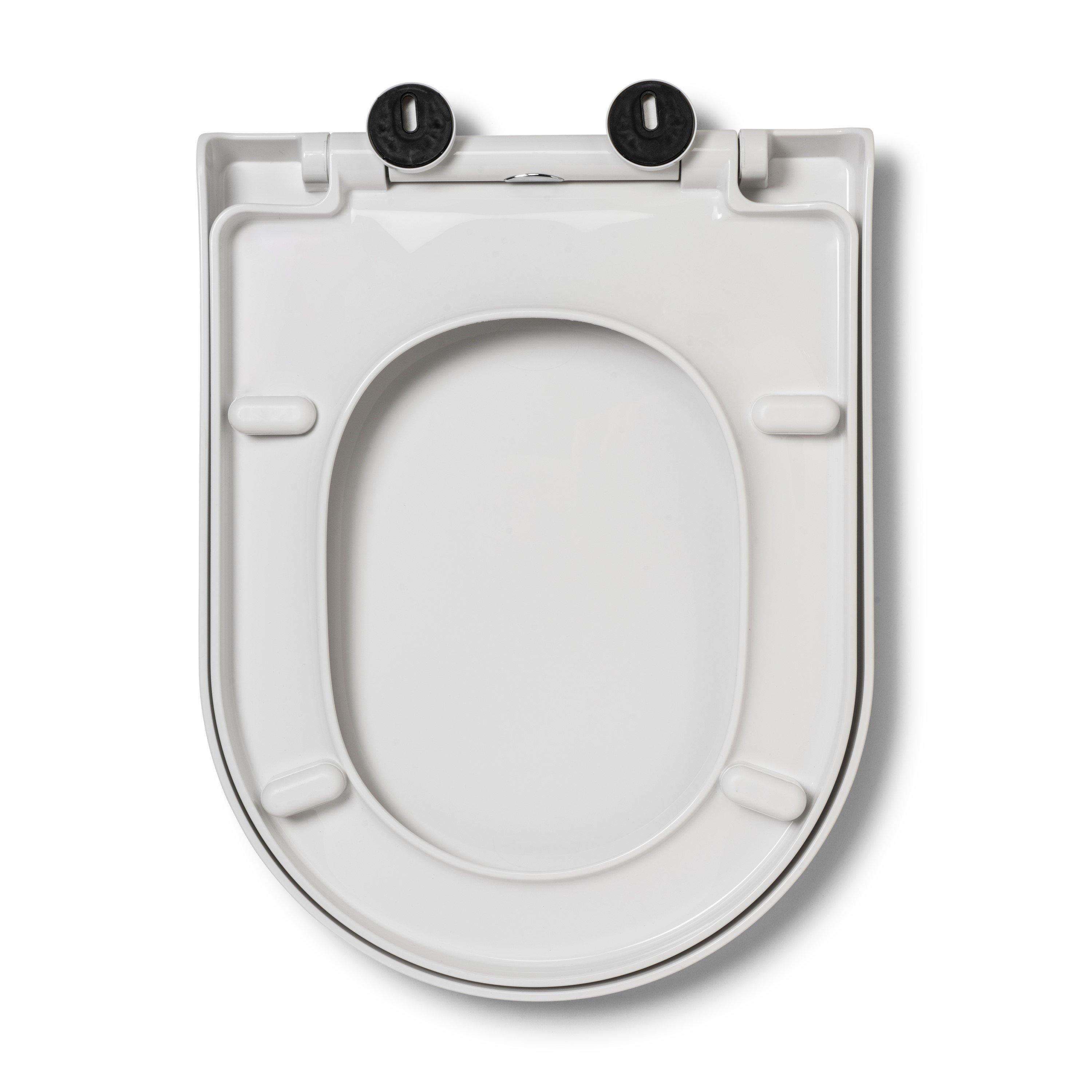 White - Croydex - Ascona D-Shape Soft Close Toilet Seat - 4