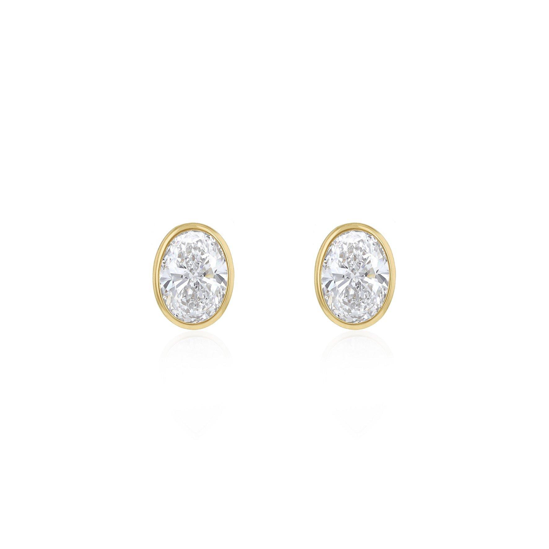 Yellow Gold - Be You - 9ct Gold 1ct Oval Lab Created Diamond Earrings - 1