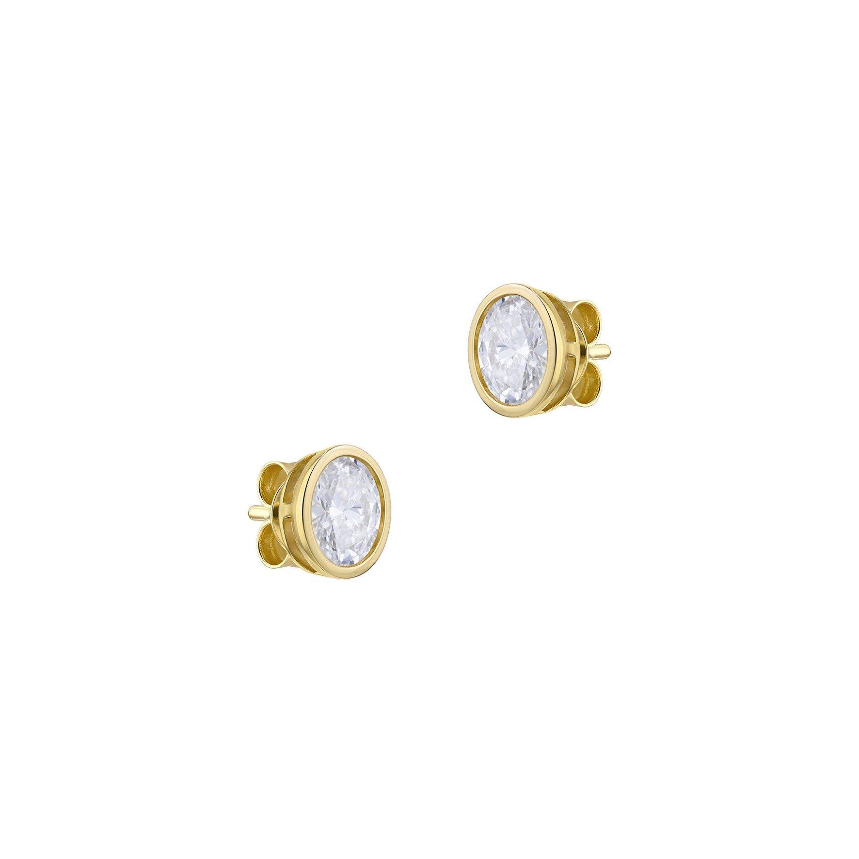 Yellow Gold - Be You - 9ct Gold 1ct Oval Lab Created Diamond Earrings - 2