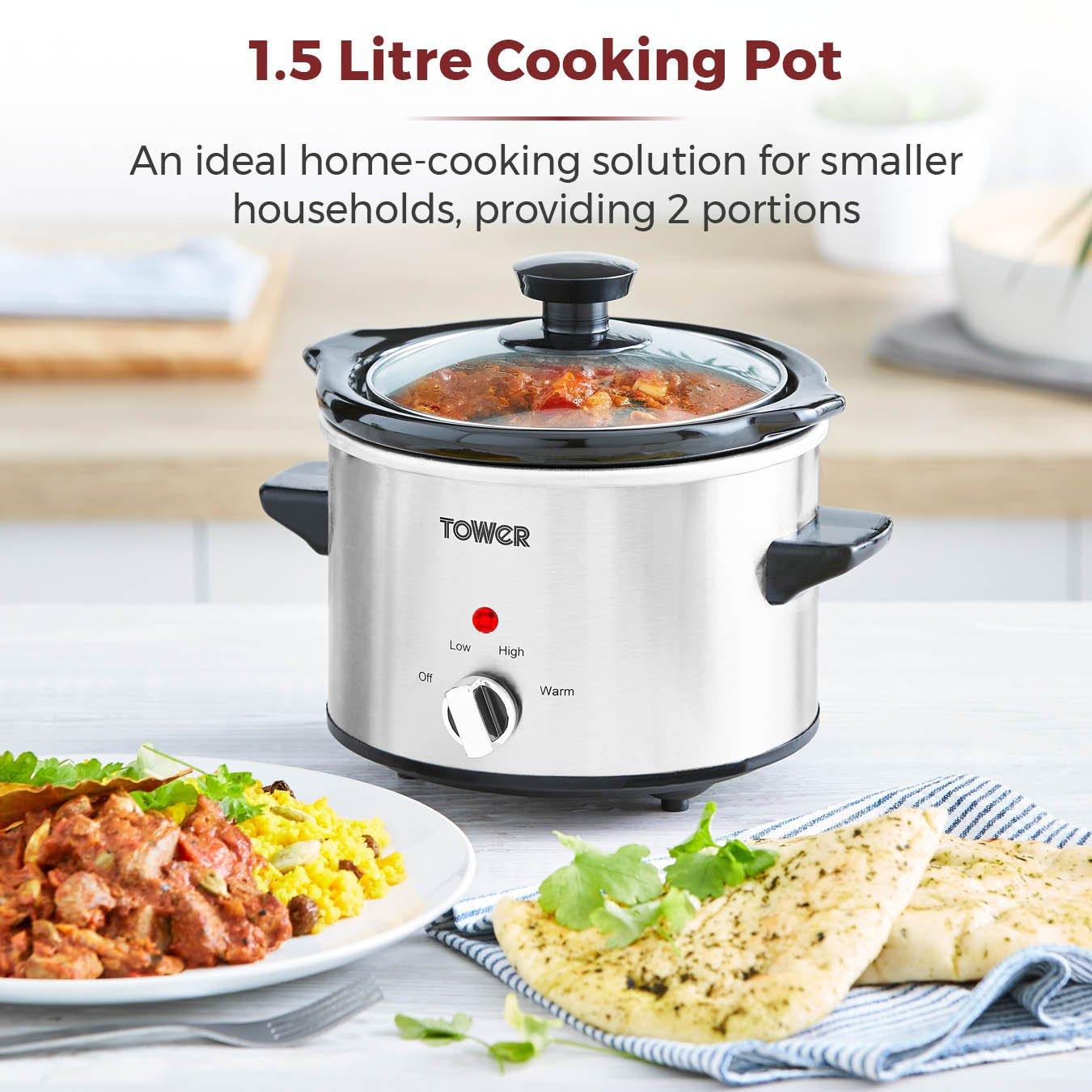 Stainless Steel - Tower - 1.5 Litre Stainless Steel Slow Cooker - 4