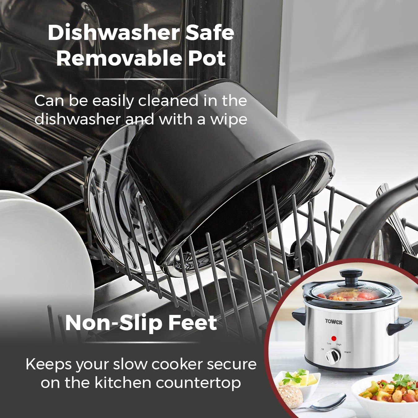 Stainless Steel - Tower - 1.5 Litre Stainless Steel Slow Cooker - 8