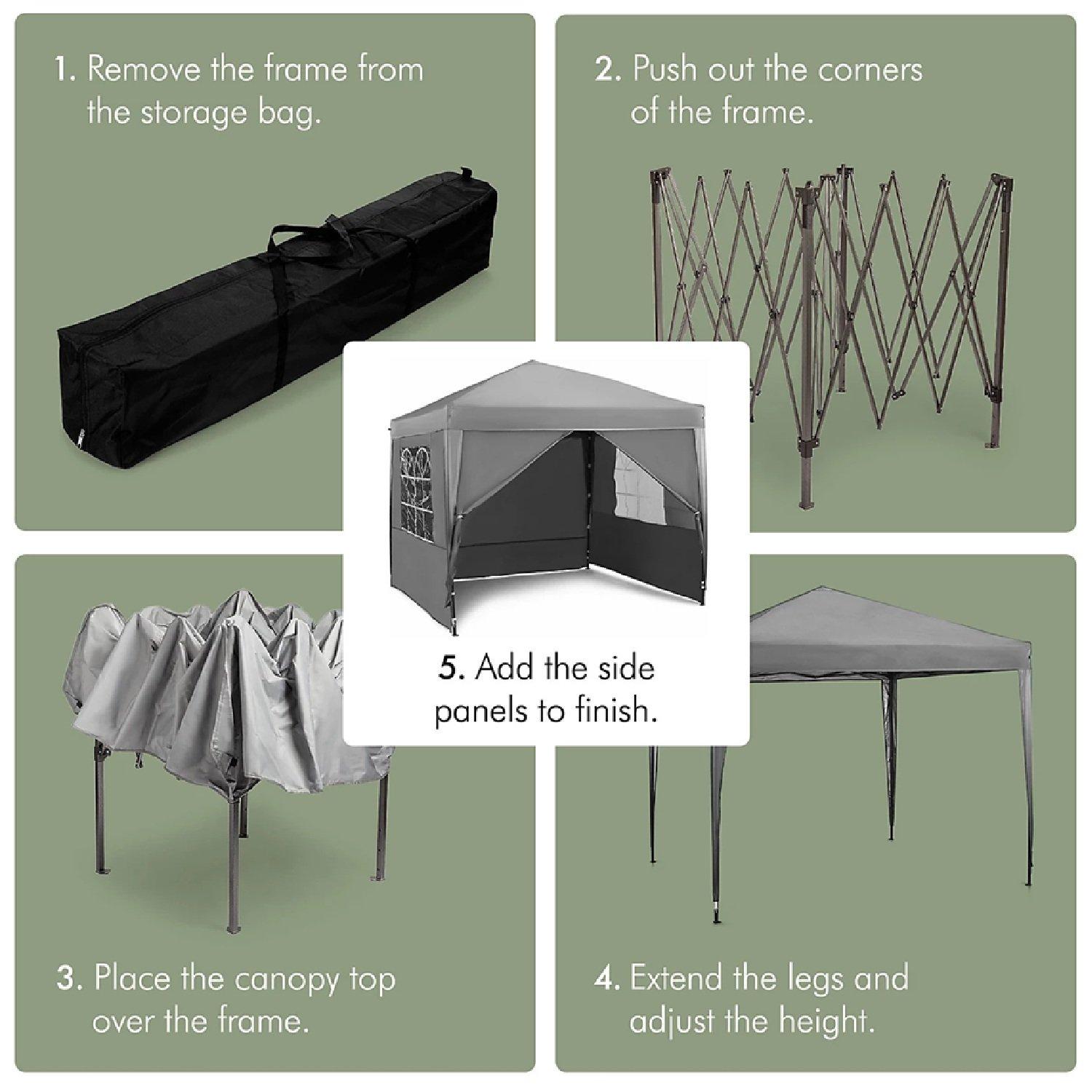 Grey - VonHaus - VonHaus  2.5M X 2.5M Grey Pop Up Gazebo Set - 3