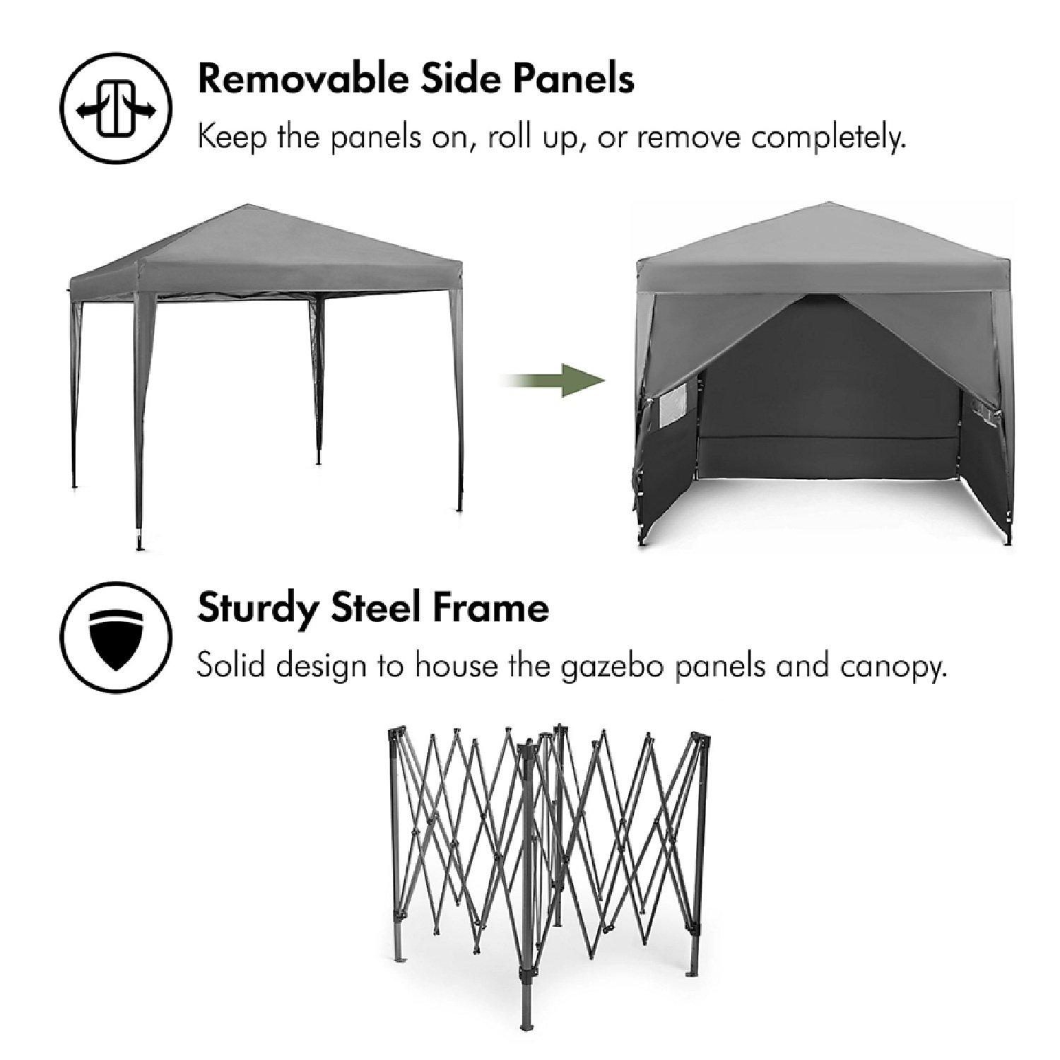 Grey - VonHaus - VonHaus  2.5M X 2.5M Grey Pop Up Gazebo Set - 4