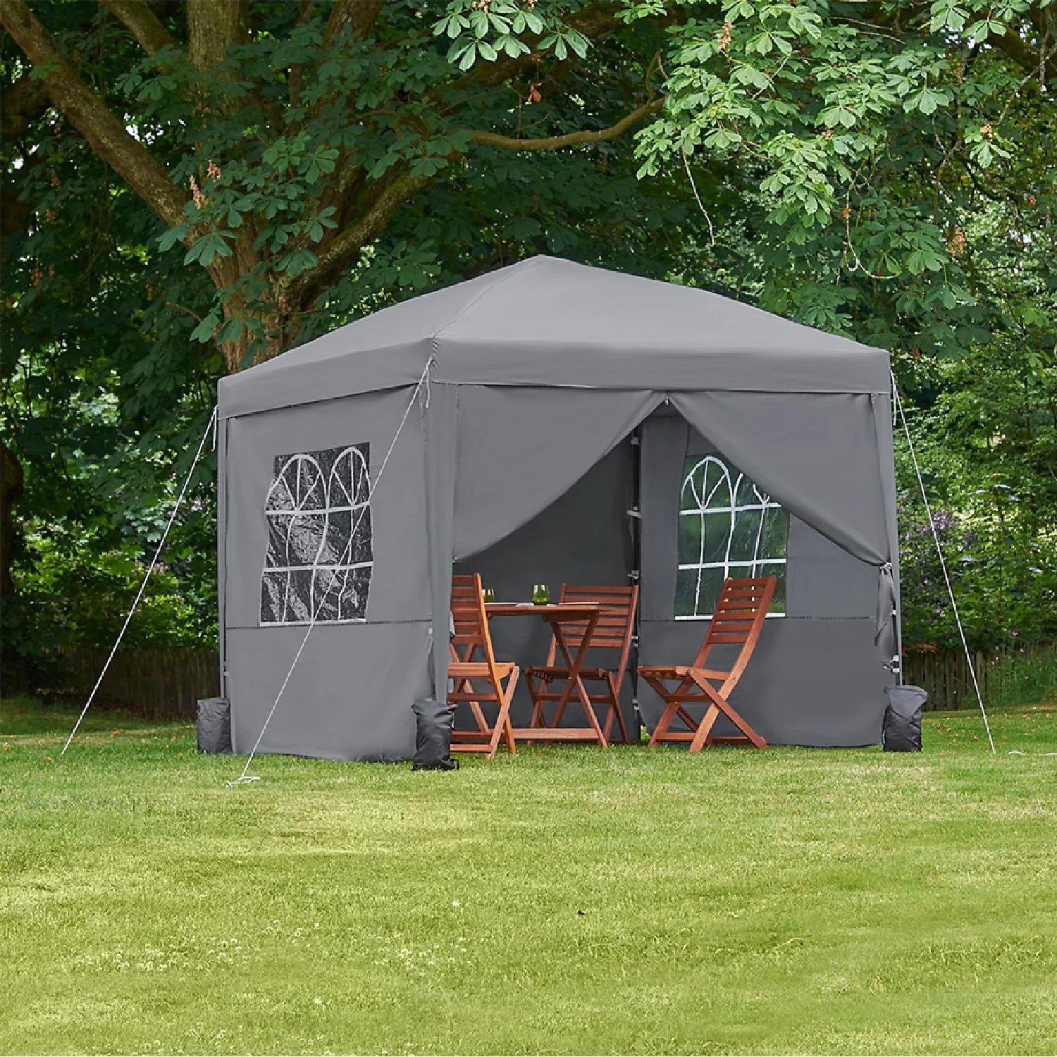 Grey - VonHaus - VonHaus  2.5M X 2.5M Grey Pop Up Gazebo Set - 6