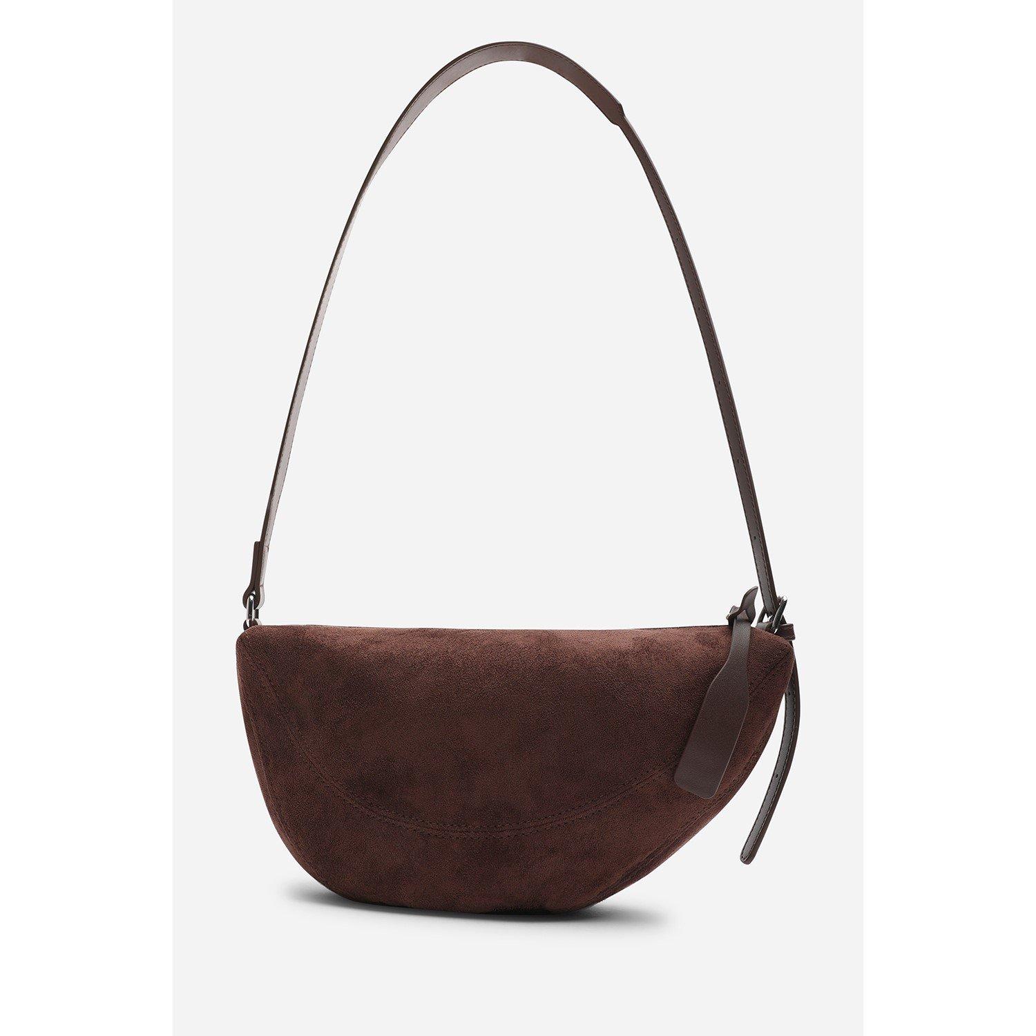 Dark Brown - Wheres That From - Cloud Suede Crossbody Shoulder Bag - 5