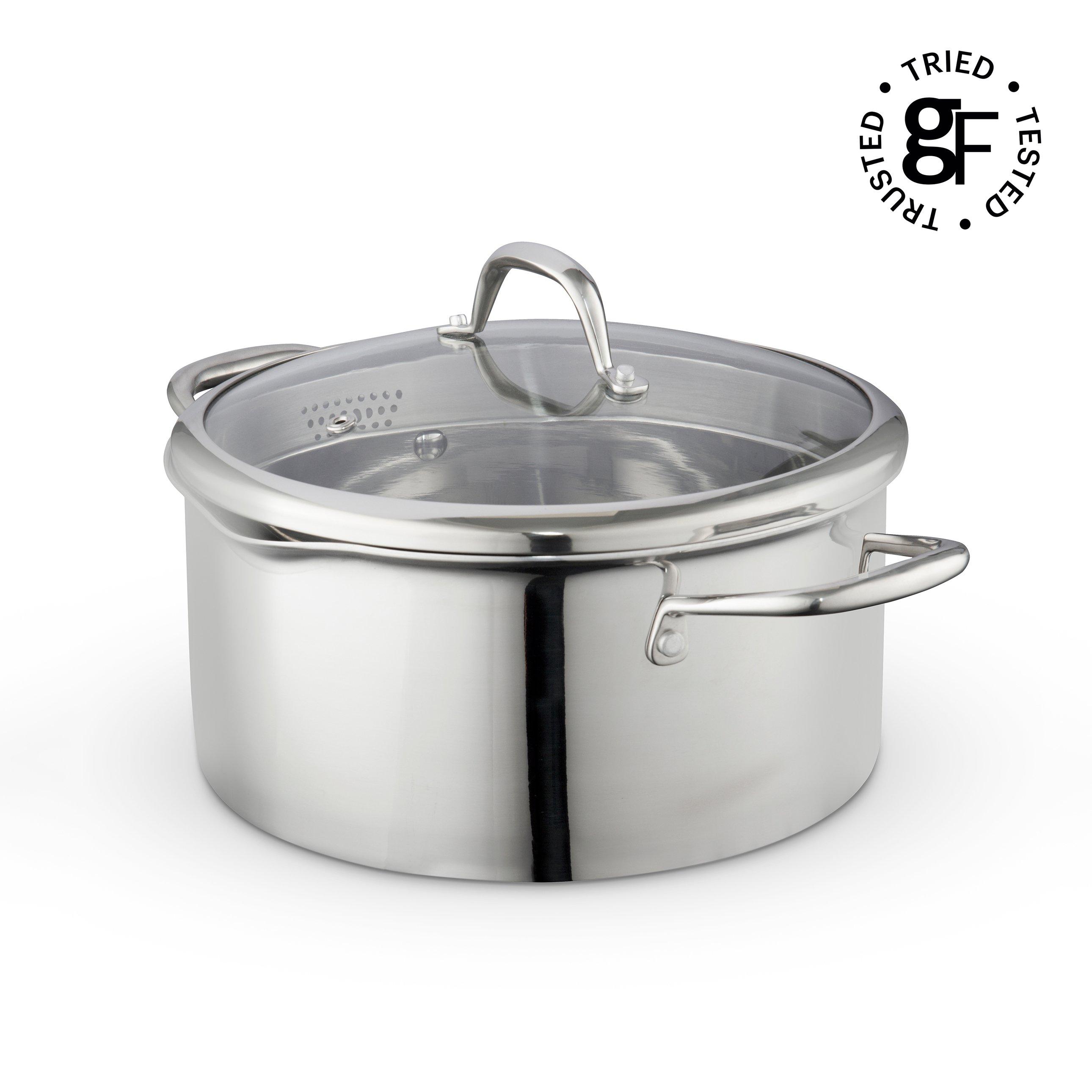 Good Food  Tri-Ply 24Cm Casserole With Lid - Stainless Steel - Medium