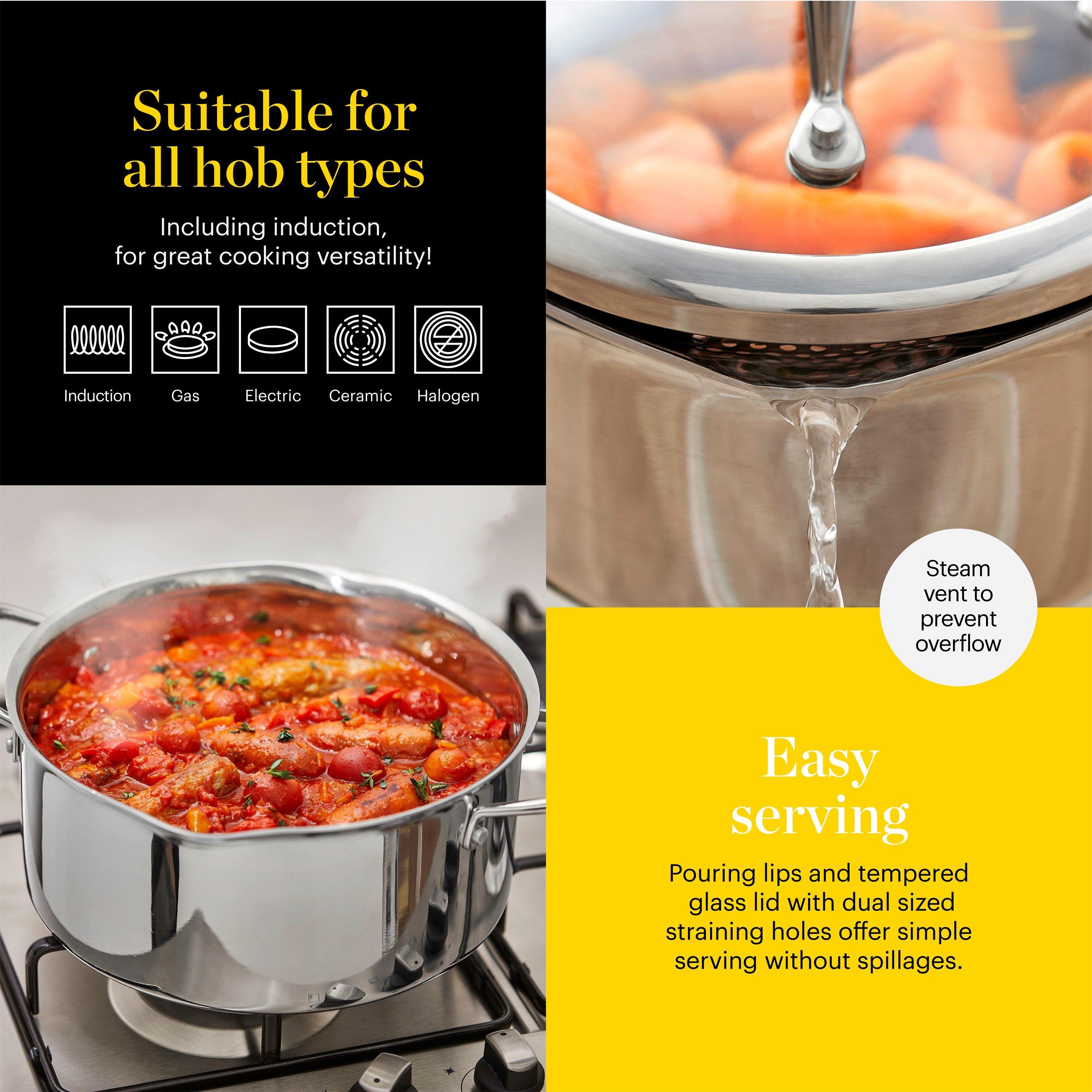 Stainless Steel - Good Food - Tri-Ply 24cm Casserole with Lid - 4