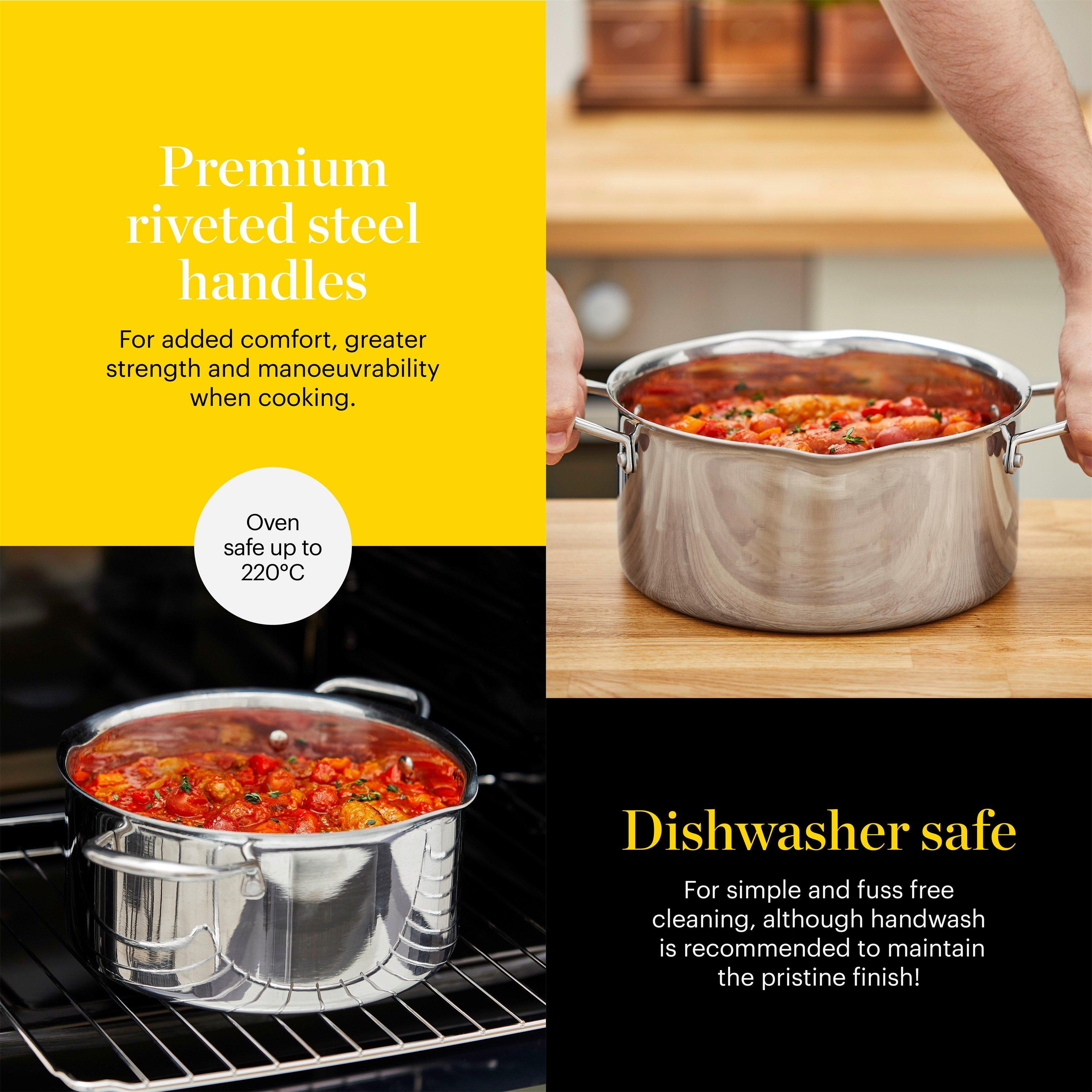 Stainless Steel - Good Food - Tri-Ply 24cm Casserole with Lid - 5