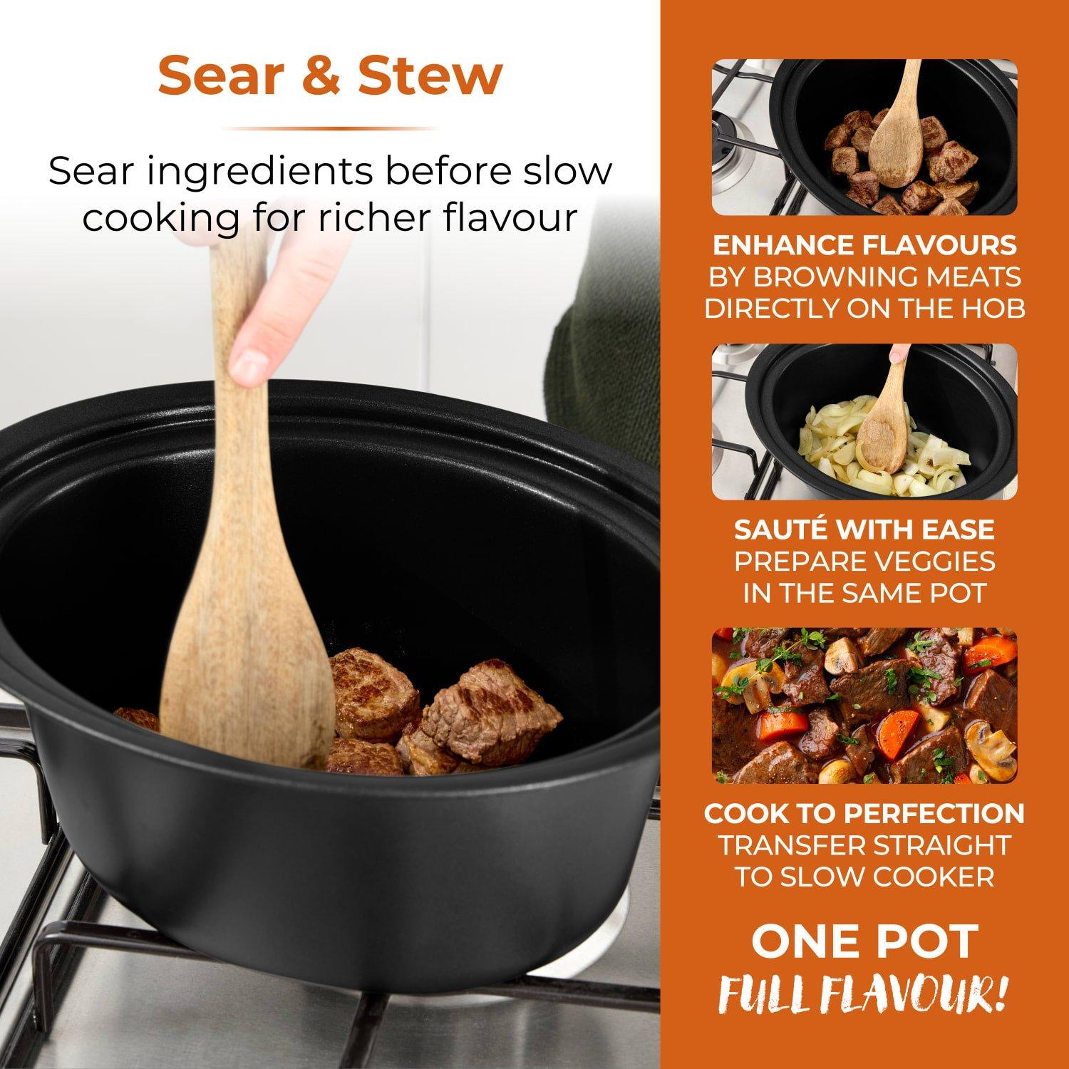 Black & Rose Go - Tower - Tower Sear & Stew 3.5L Slow Cooker with Aluminium - 3