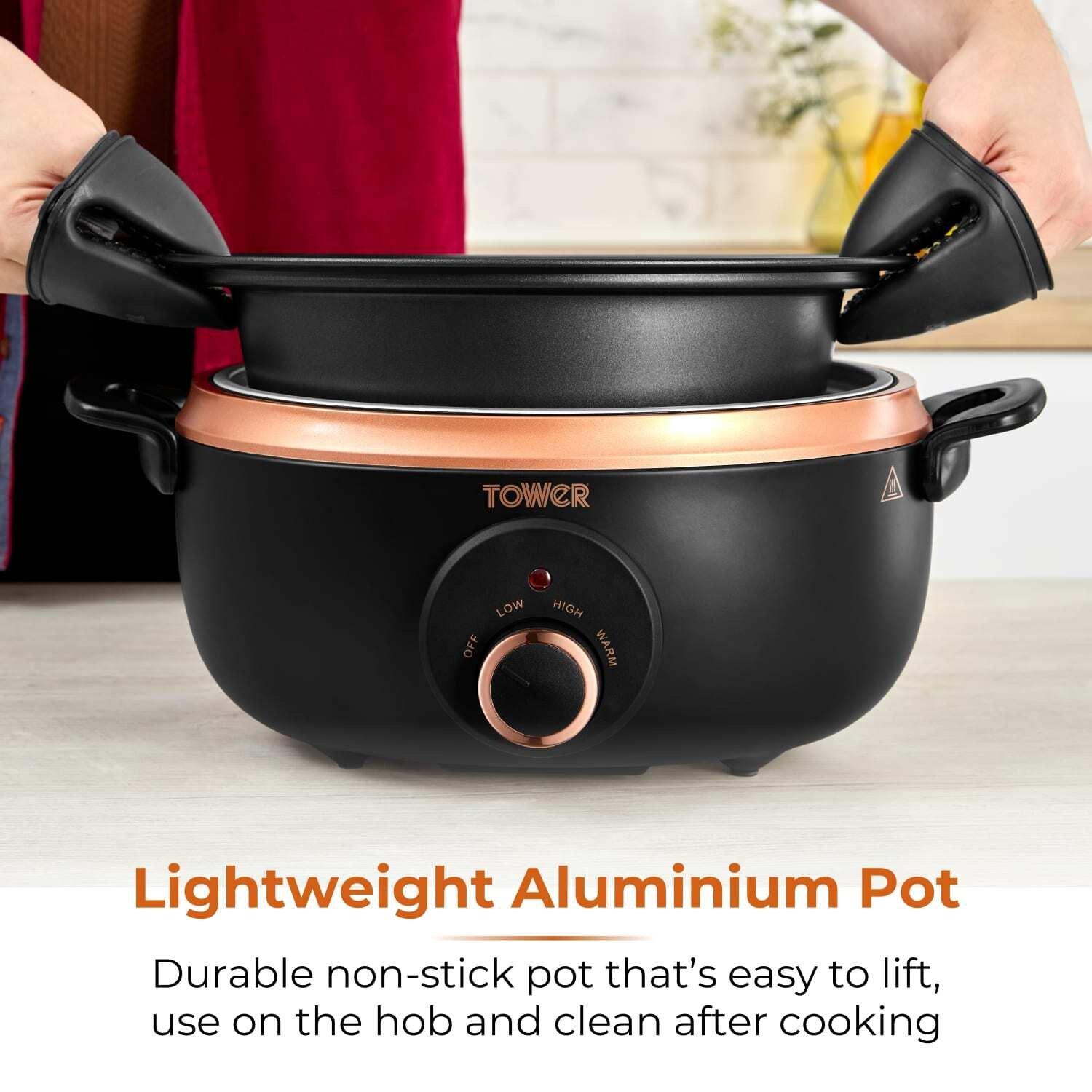 Black & Rose Go - Tower - Tower Sear & Stew 3.5L Slow Cooker with Aluminium - 4