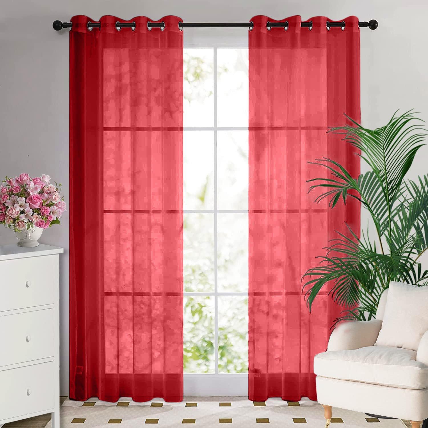 Red - Alan Symonds - Plain Voile Ring Top Pairs - 1