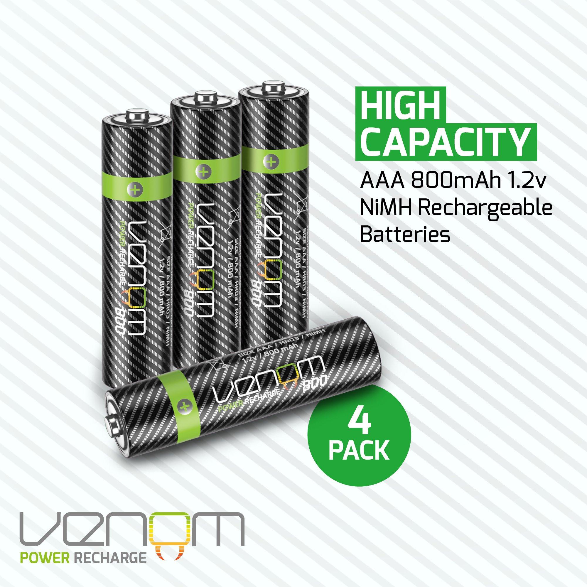 800mah - Venom - Rechargeable AAA Batteries - 800mAh 1.2V NiMH (4-Pack) - 3