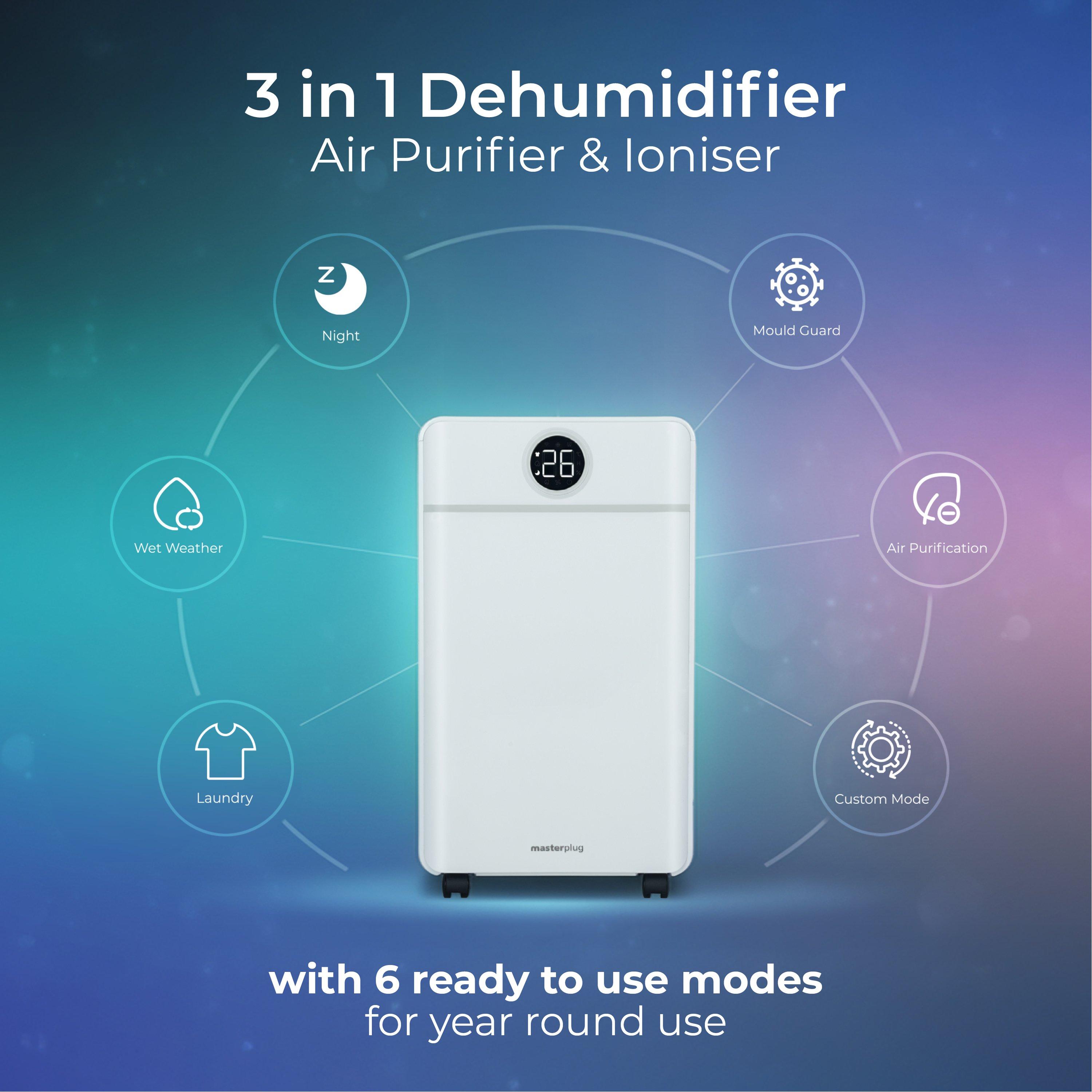 White - Masterplug - Masterplug SmartEnergy 3 in 1 12L Dehumidifier - 3