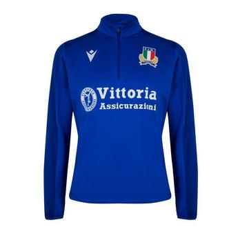 Macron Italy Rugby Quarter Zip Top 2023 2024 Adults