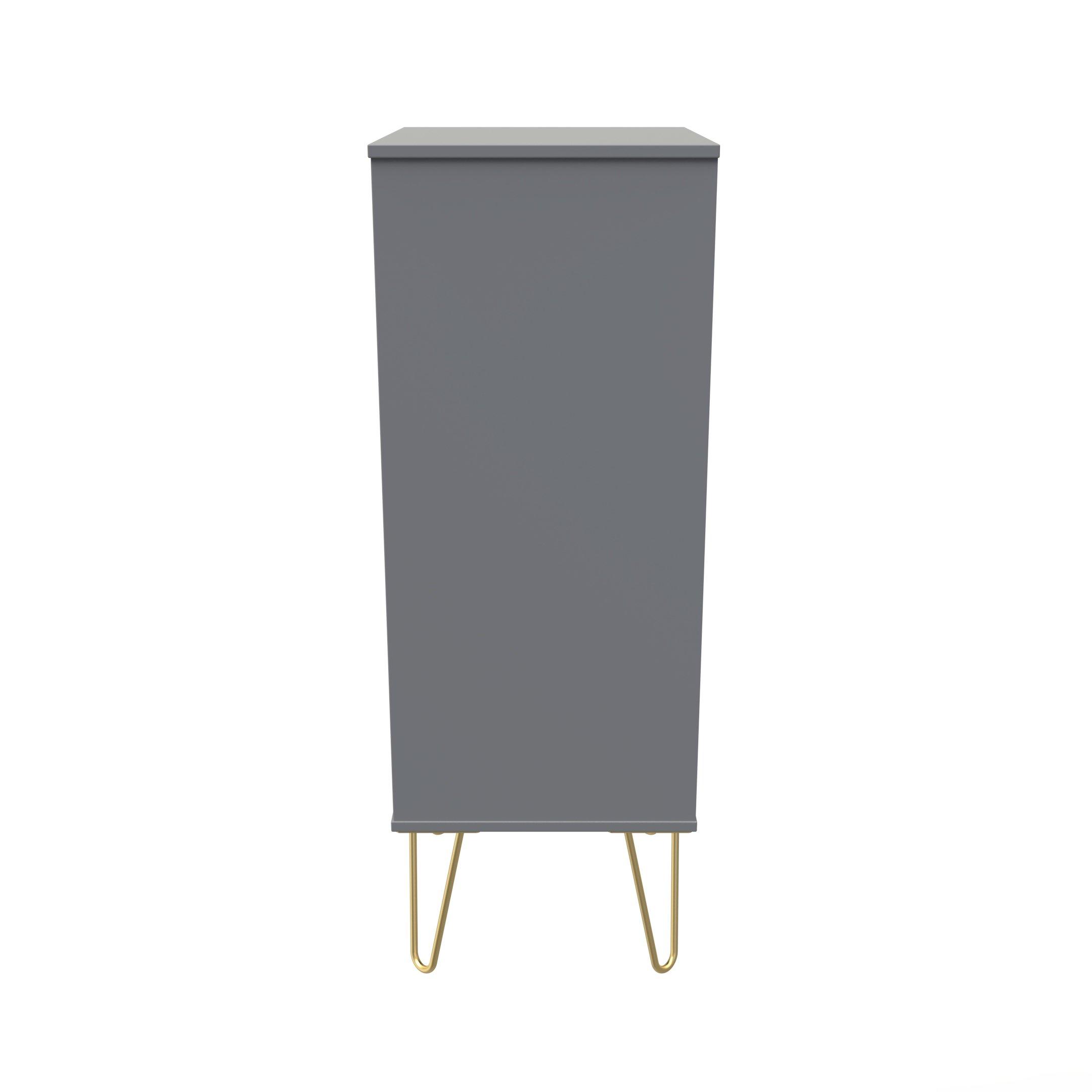 Dusk Grey - Welcome Furniture - Linear 5 Drawer Bedside Cabinet - 2