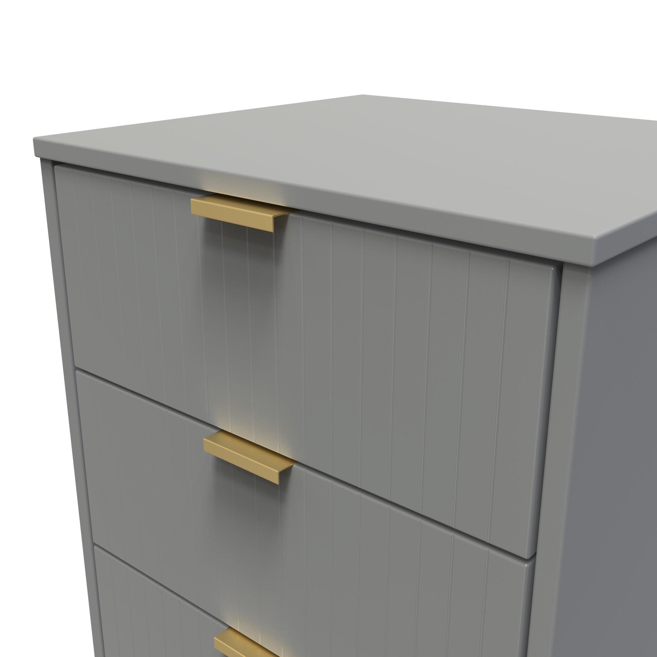 Dusk Grey - Welcome Furniture - Linear 5 Drawer Bedside Cabinet - 4