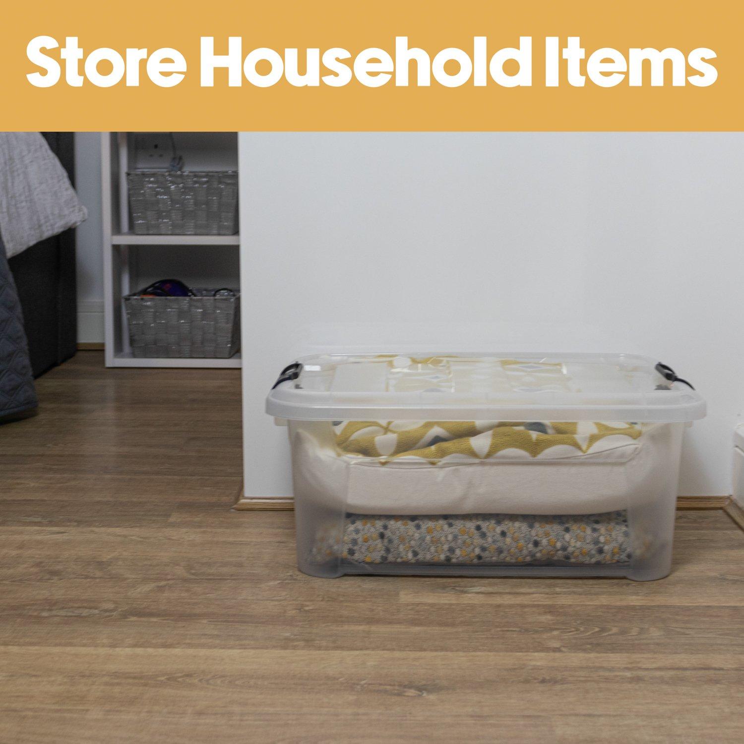 Clear - JVL - Clip Lid Plastic Storage Box- 25L S/4 - 3