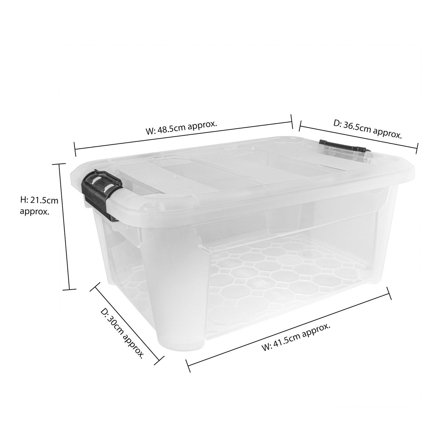 Clear - JVL - Clip Lid Plastic Storage Box- 25L S/4 - 8