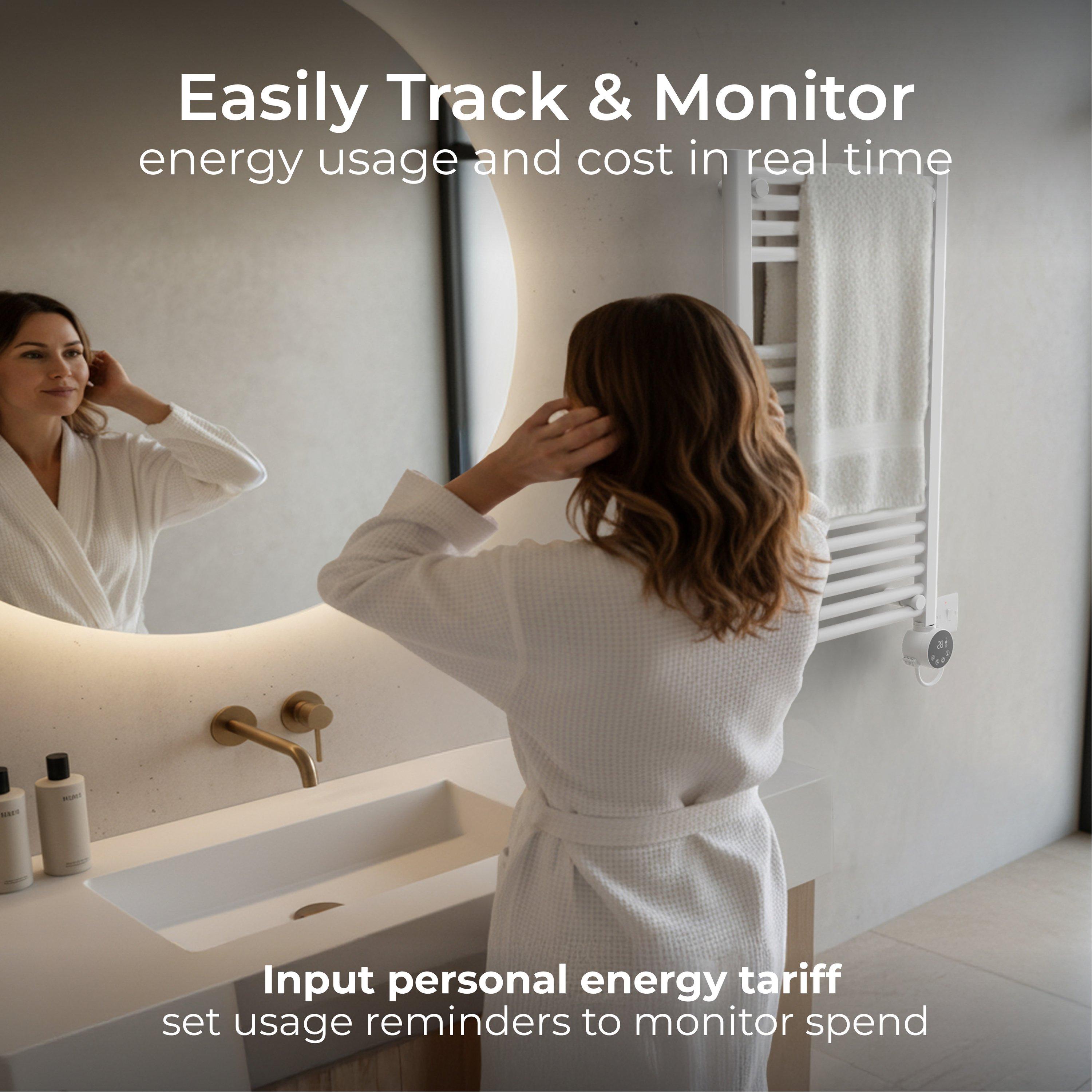 White - Masterplug - Masterplug SmartEnergy Monitoring Towel Rail 500W - 2