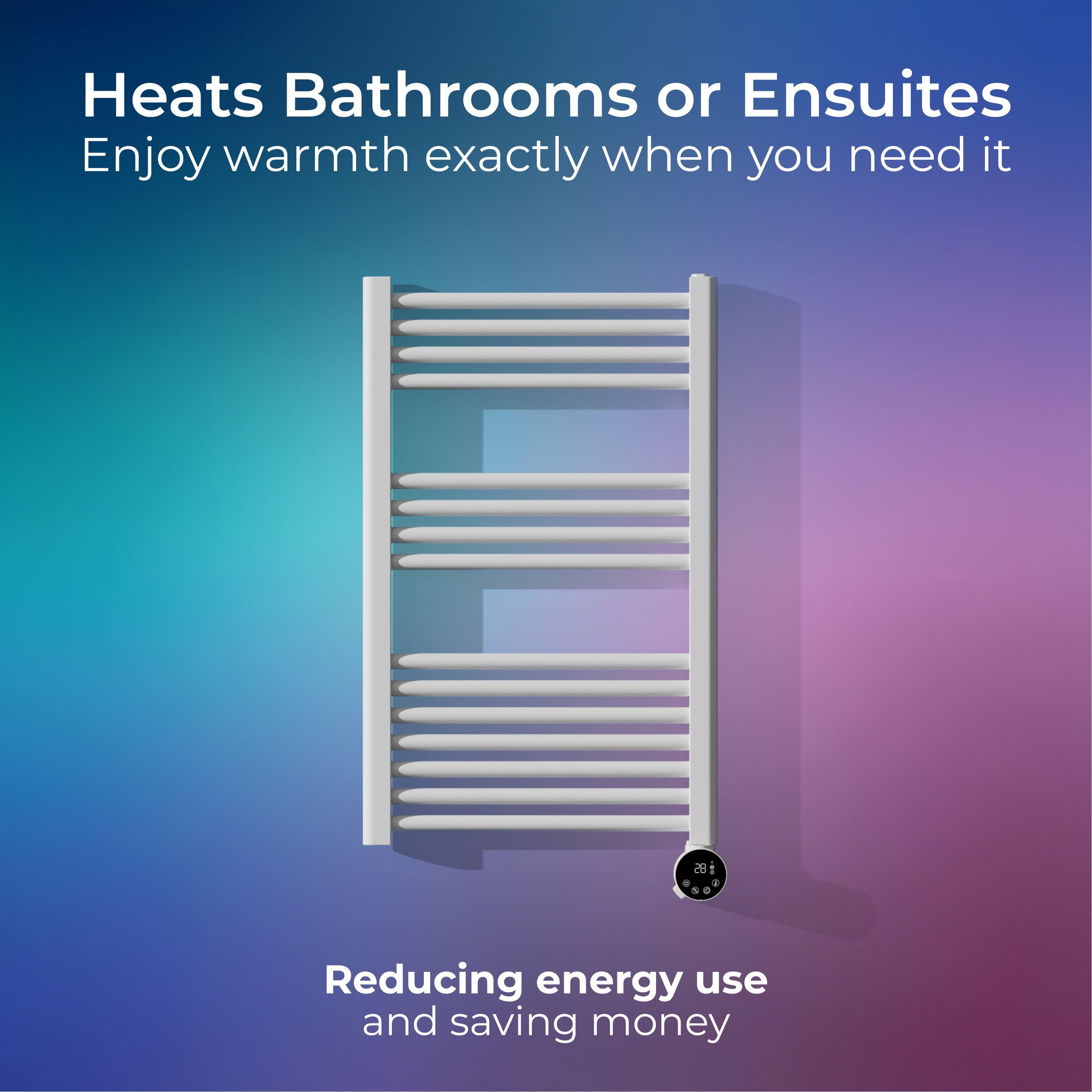 White - Masterplug - Masterplug SmartEnergy Monitoring Towel Rail 500W - 3