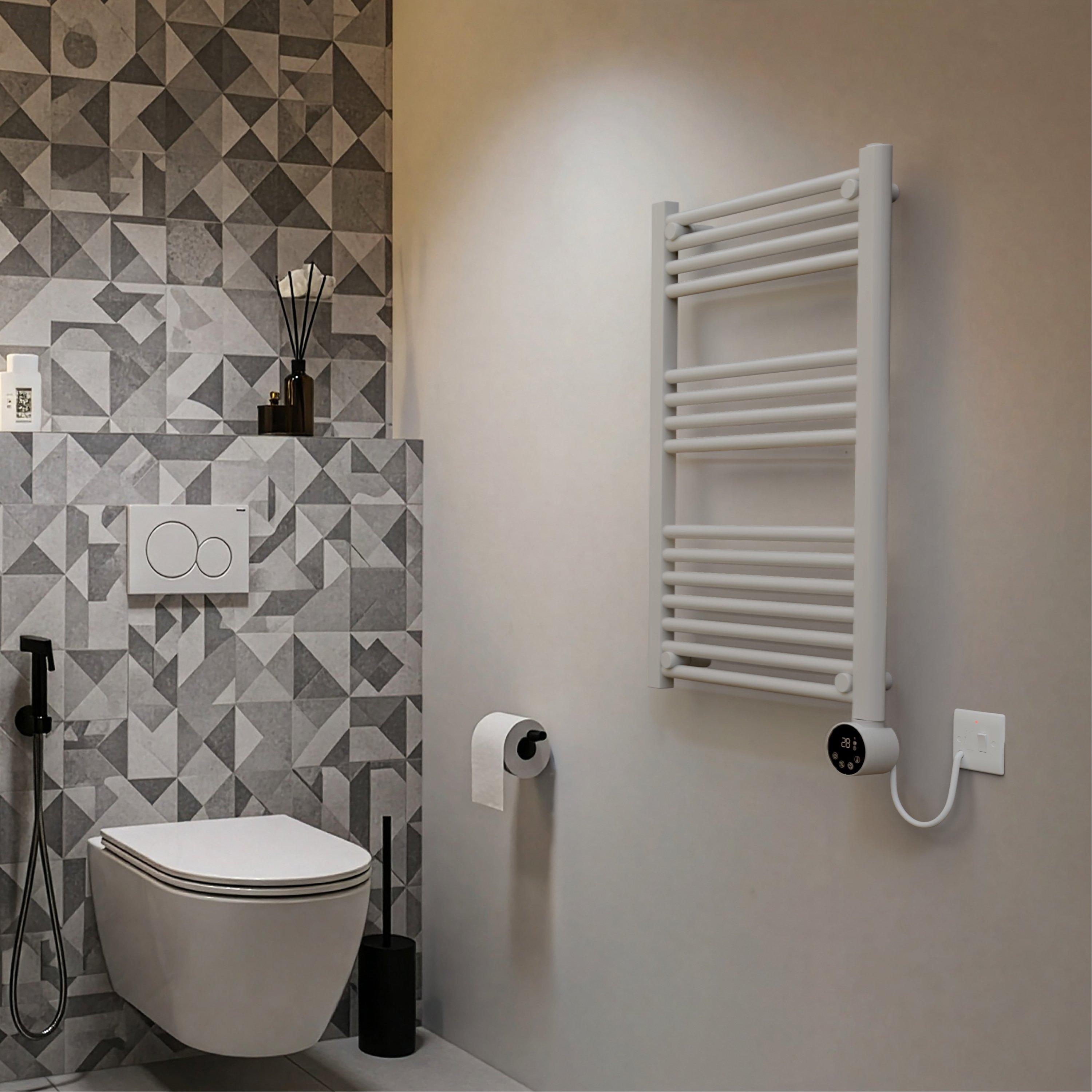 White - Masterplug - Masterplug SmartEnergy Monitoring Towel Rail 500W - 8