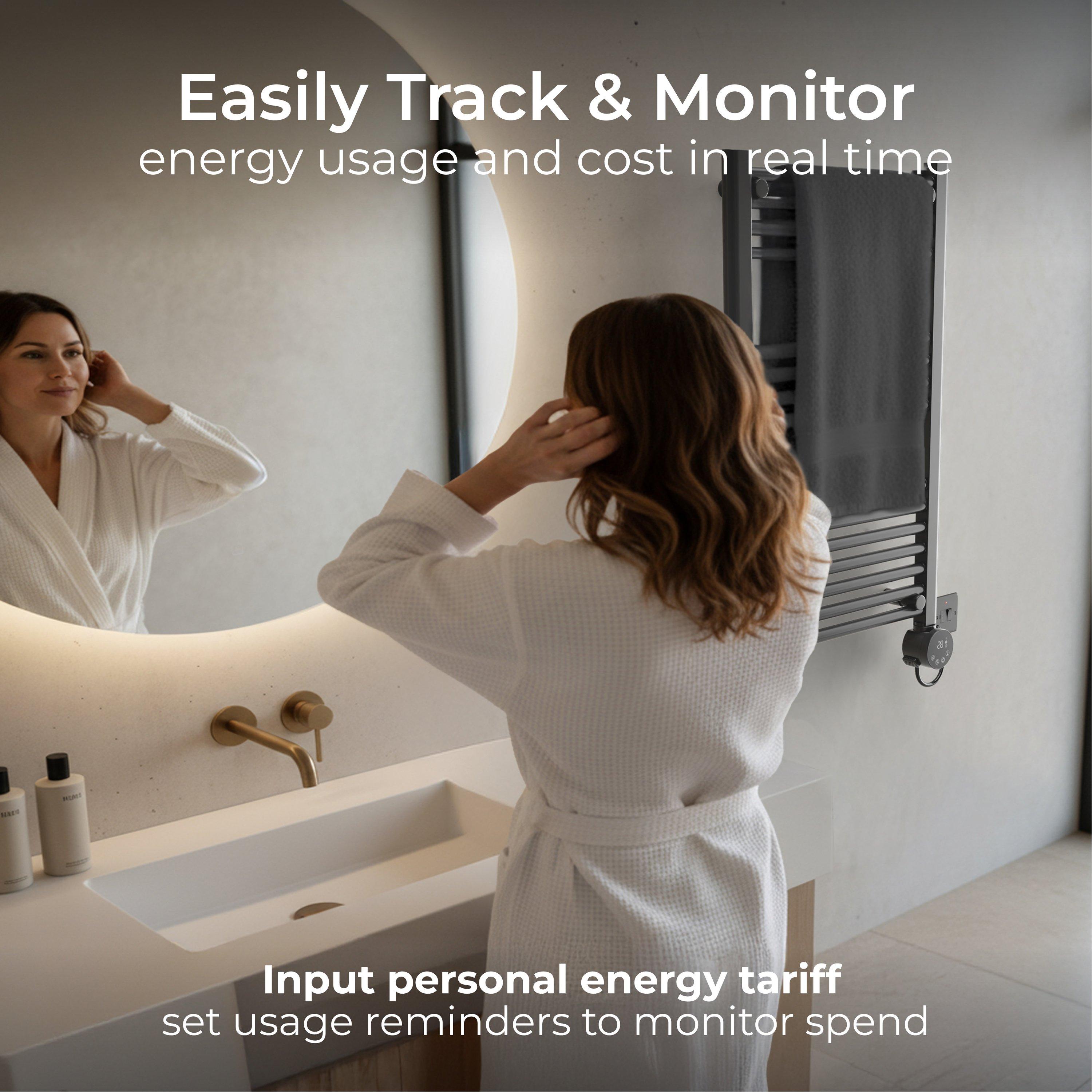 Anthracite Grey - Masterplug - Masterplug SmartEnergy Monitoring Towel Rail 500W - 2