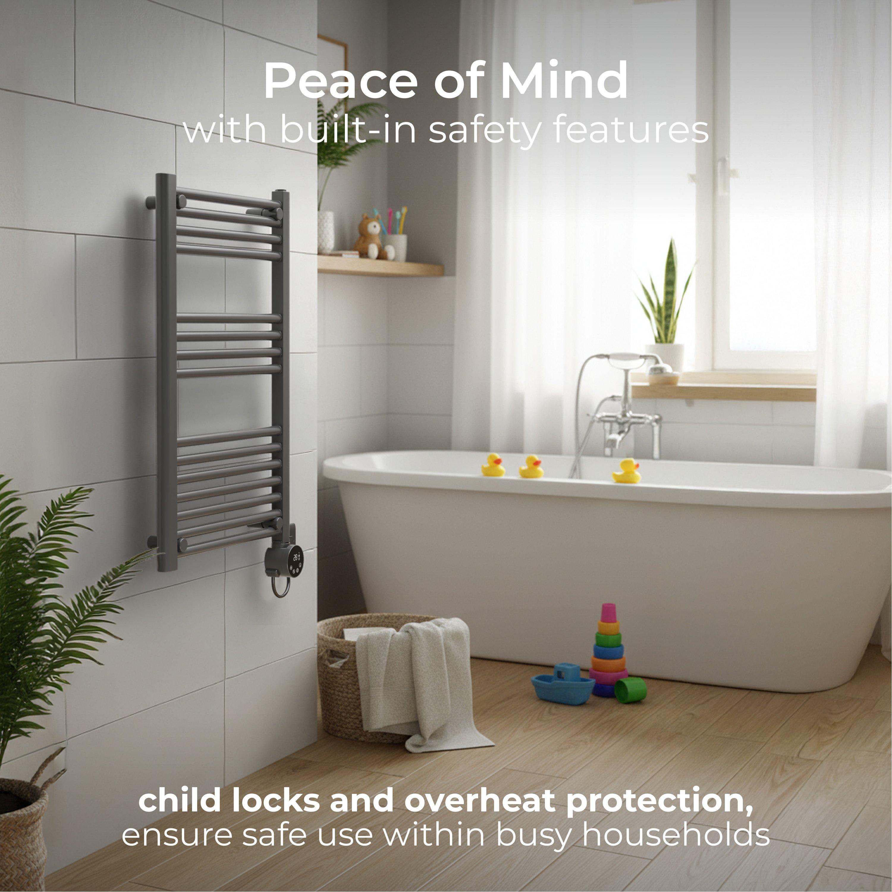 Anthracite Grey - Masterplug - Masterplug SmartEnergy Monitoring Towel Rail 500W - 5