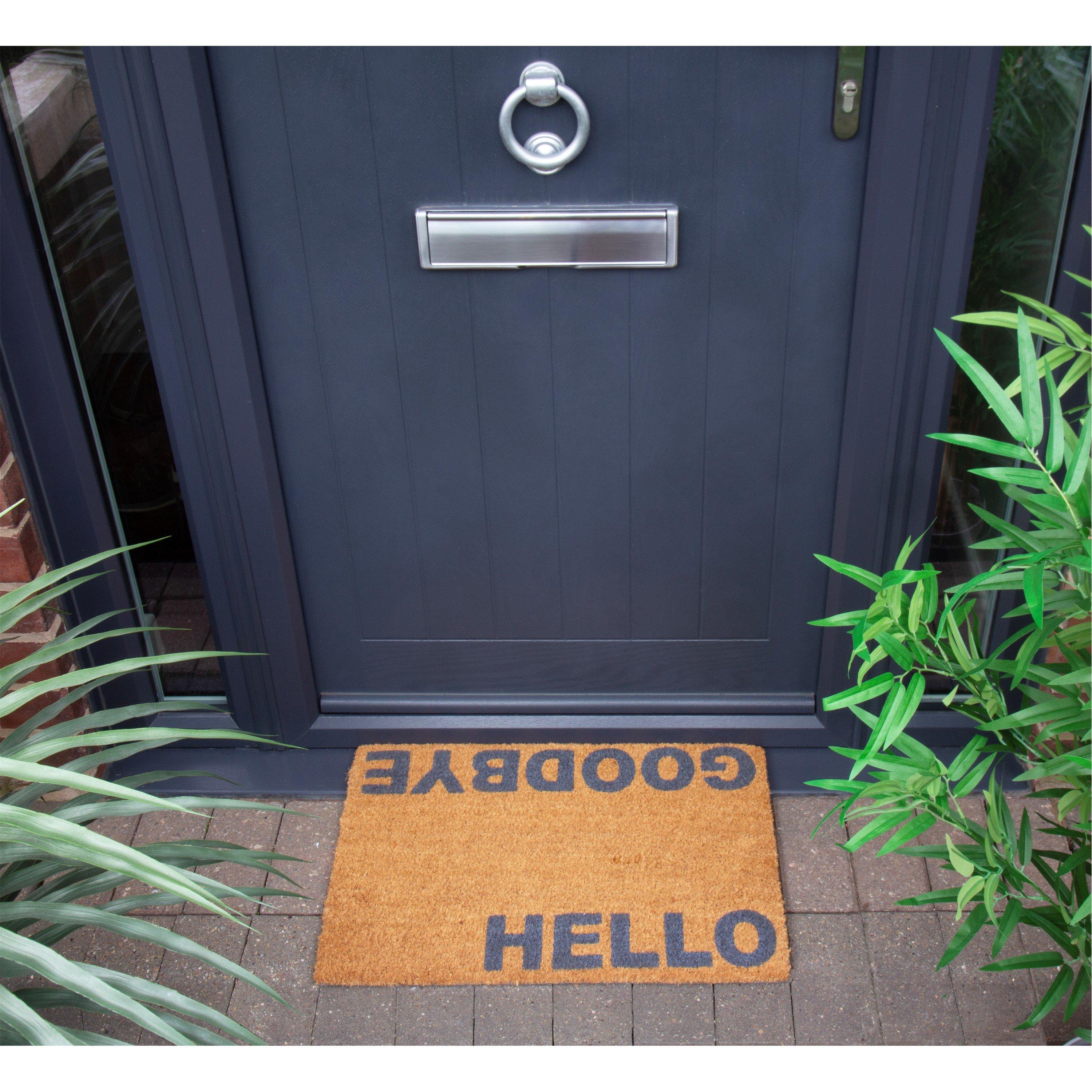 Neutral - Arthouse - Astley Hello Goodbye Printed Neutral Doormat 40x60 - 2