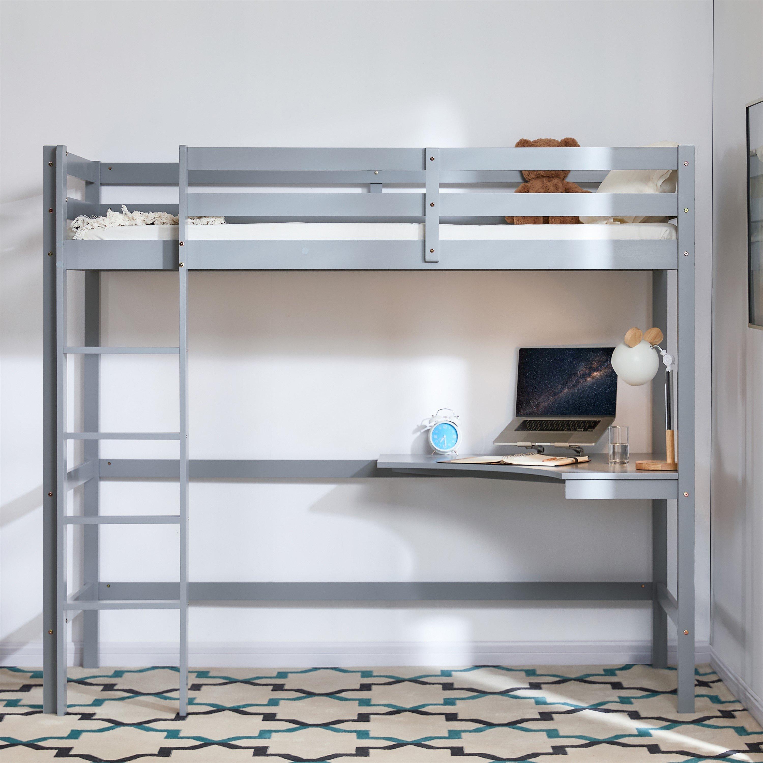 Grey - Lassic - Sydney Kids Bunk Bed Desk & Mattress Set - 3