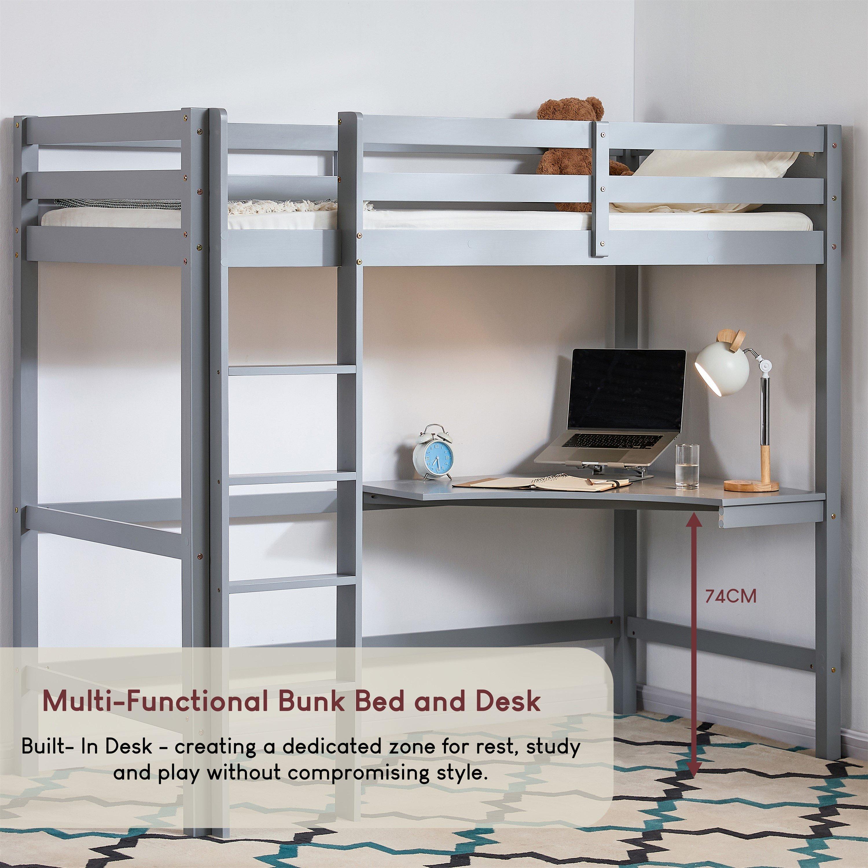 Grey - Lassic - Sydney Kids Bunk Bed Desk & Mattress Set - 5