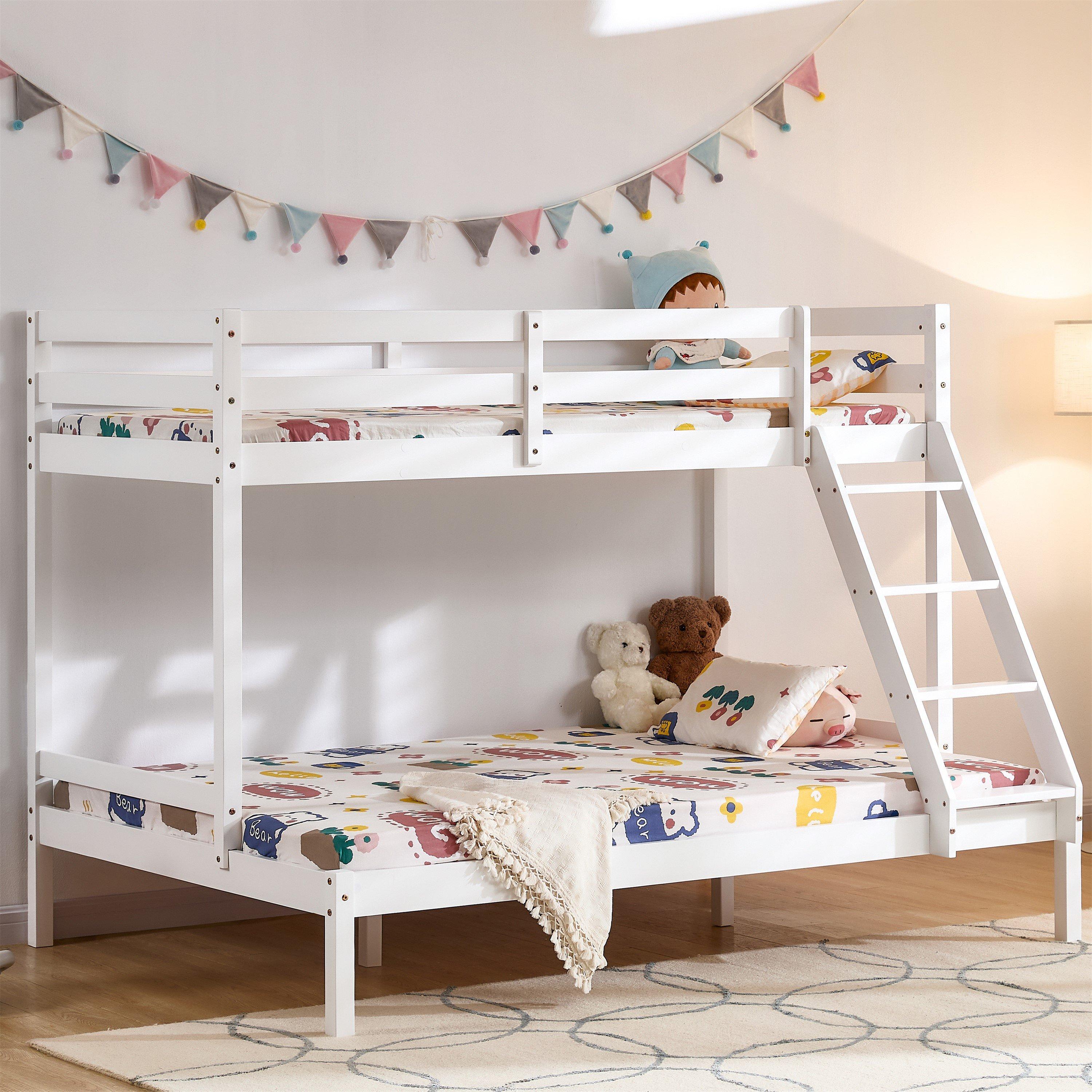 White - Lassic - Syndey Kids Triple Sleeper Bunk Bed & Mattress Set - 1
