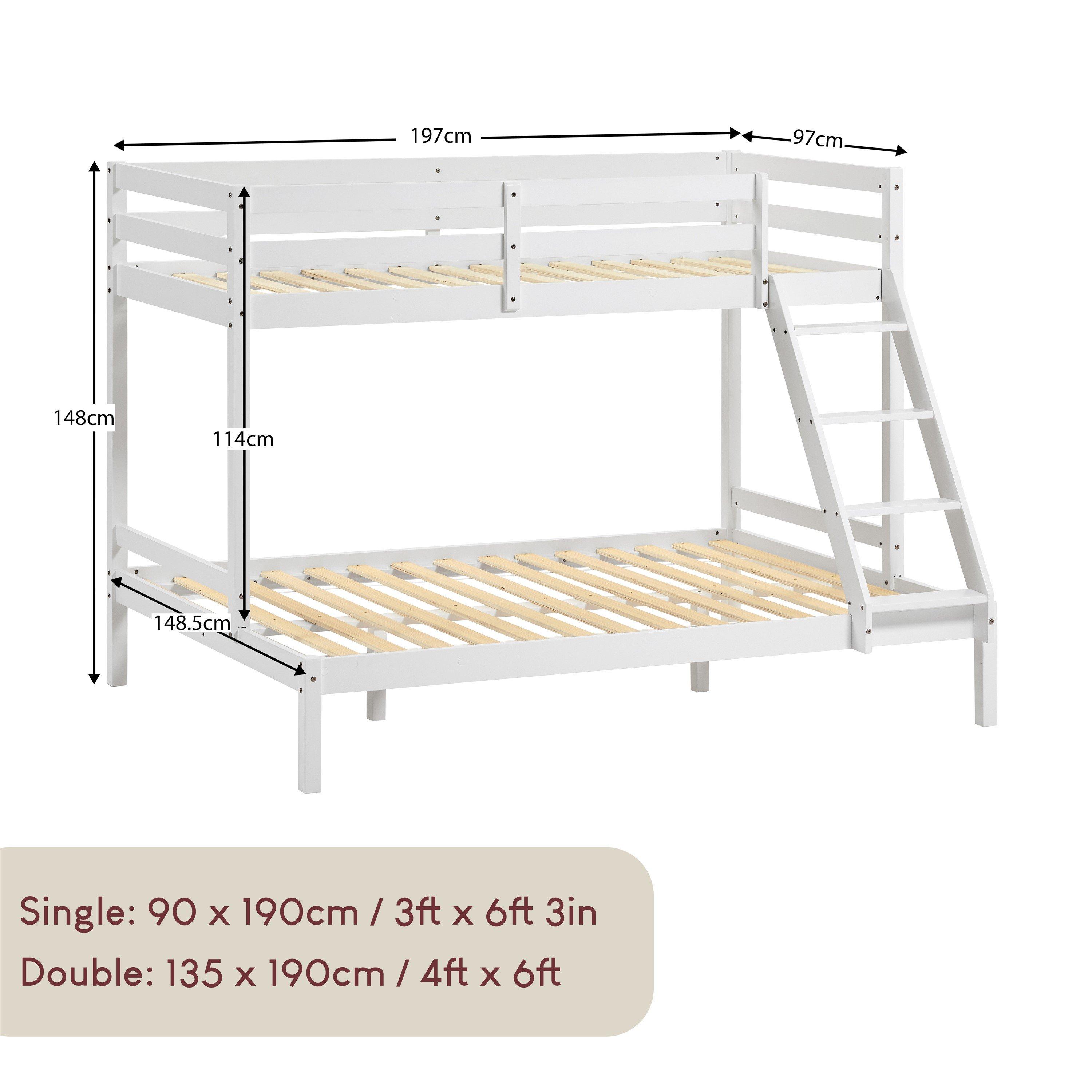 White - Lassic - Syndey Kids Triple Sleeper Bunk Bed & Mattress Set - 2