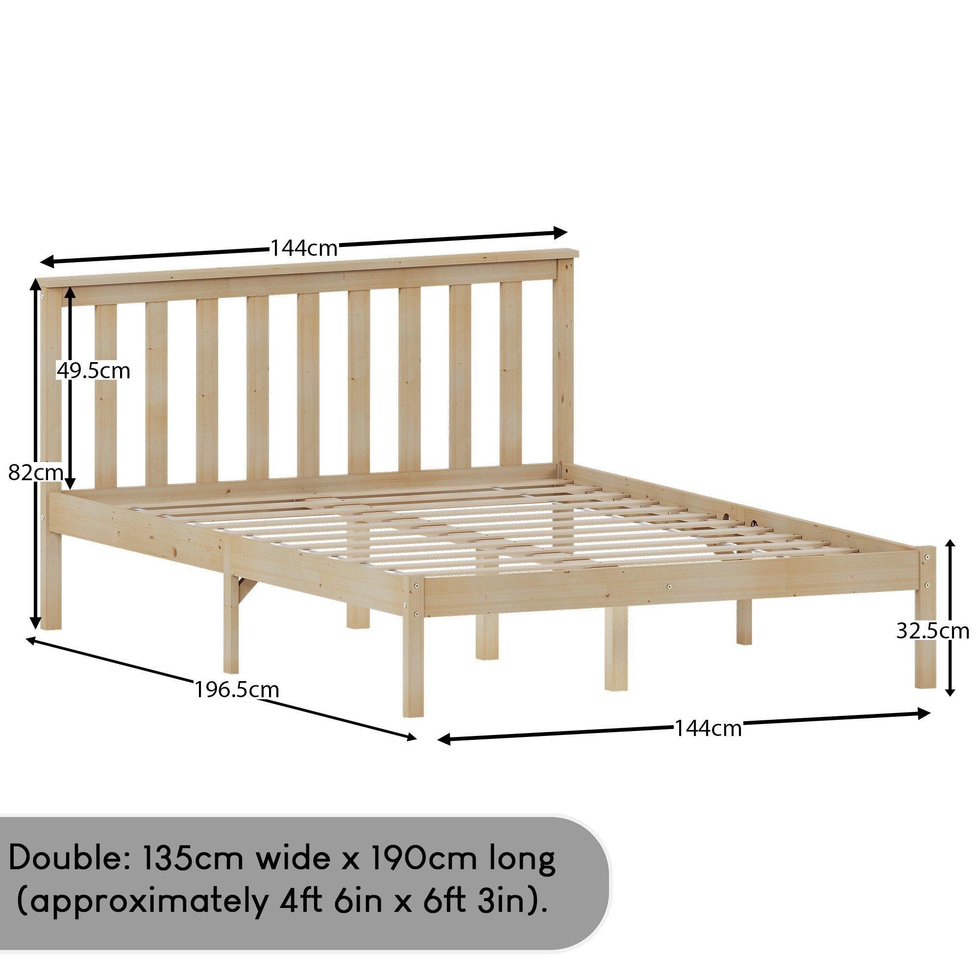 Pine - Lassic - Milan Low Foot Double Wooden Bed & Mattress Set - 2