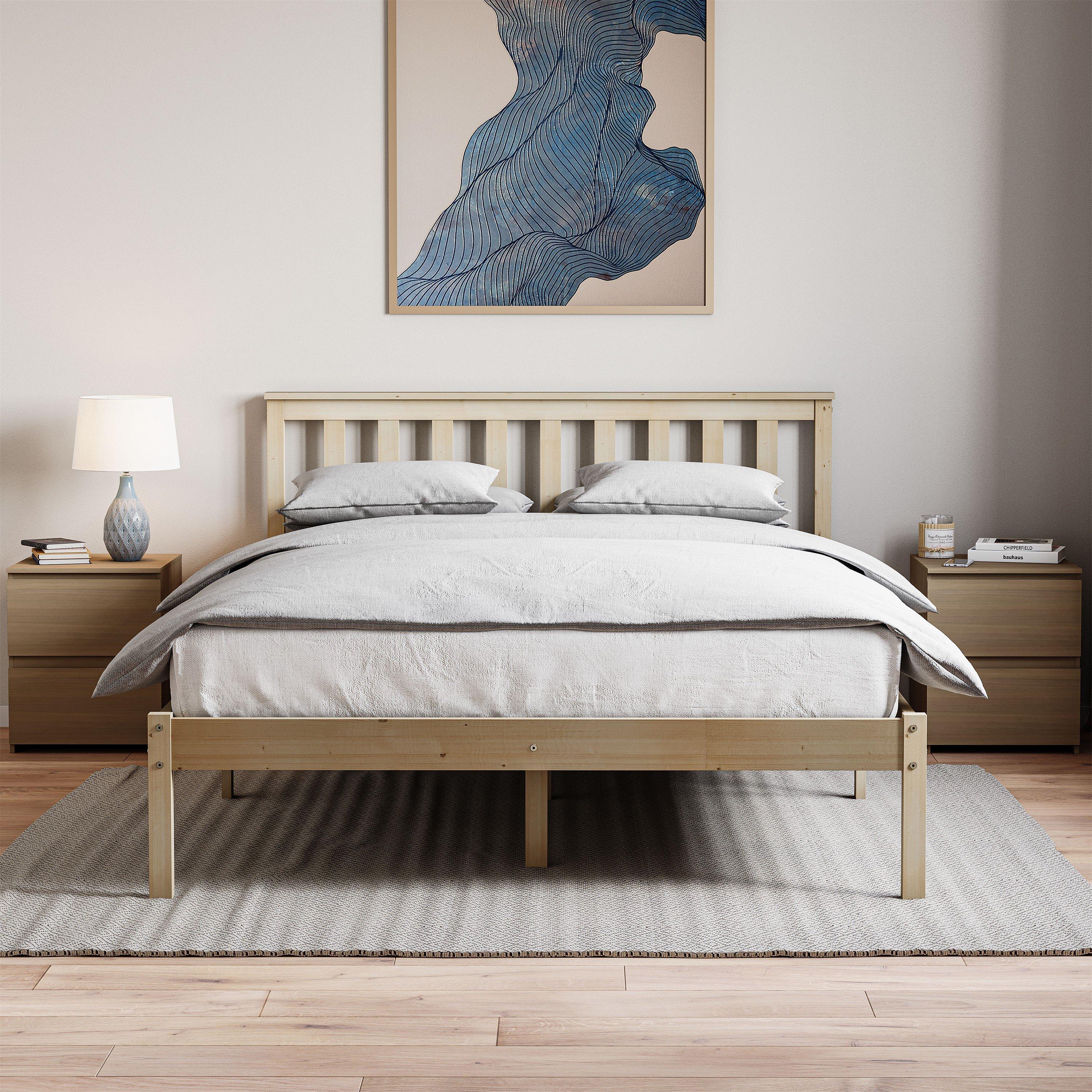 Pine - Lassic - Milan Low Foot Double Wooden Bed & Mattress Set - 3