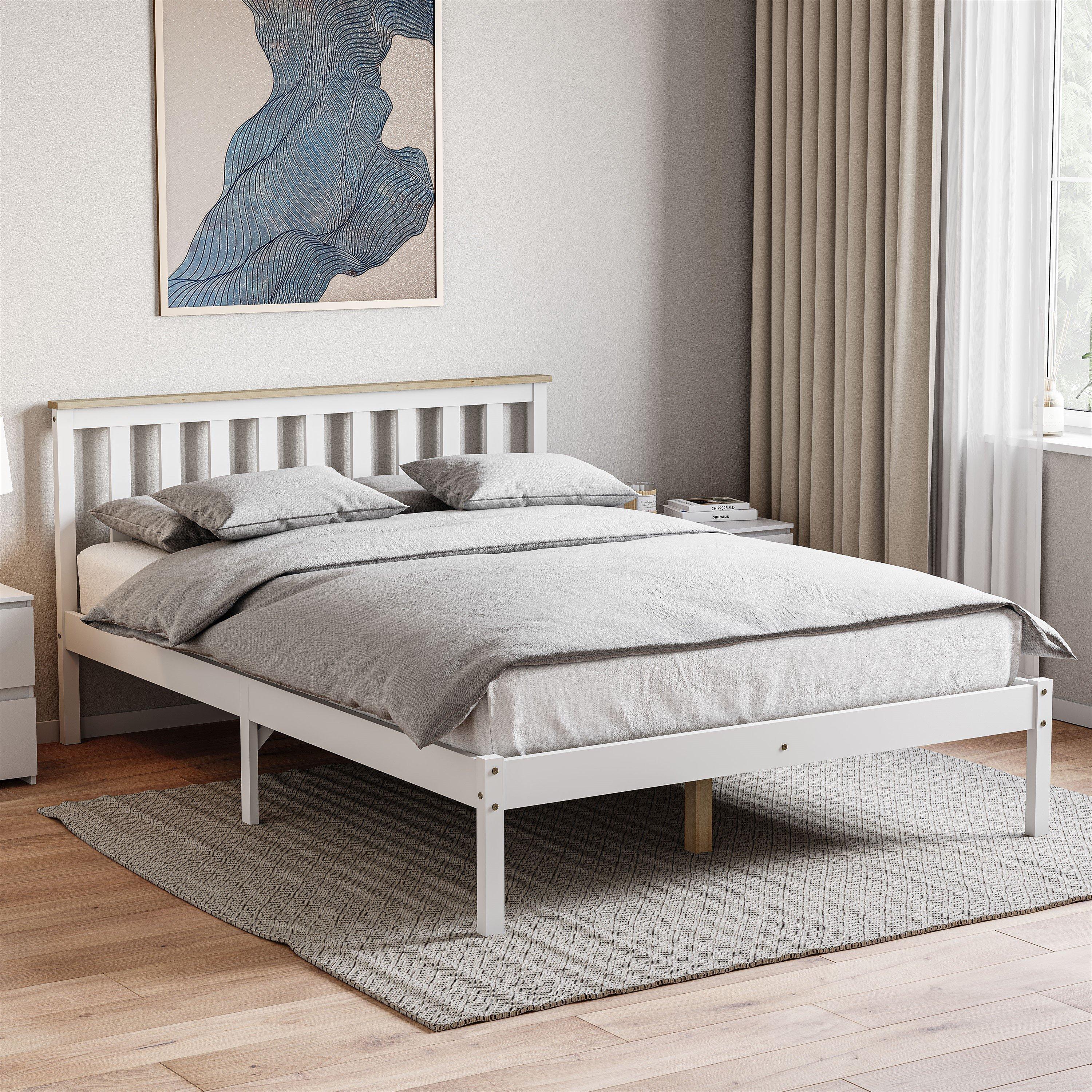 Milan Low Foot Double Wooden Bed & Mattress Set